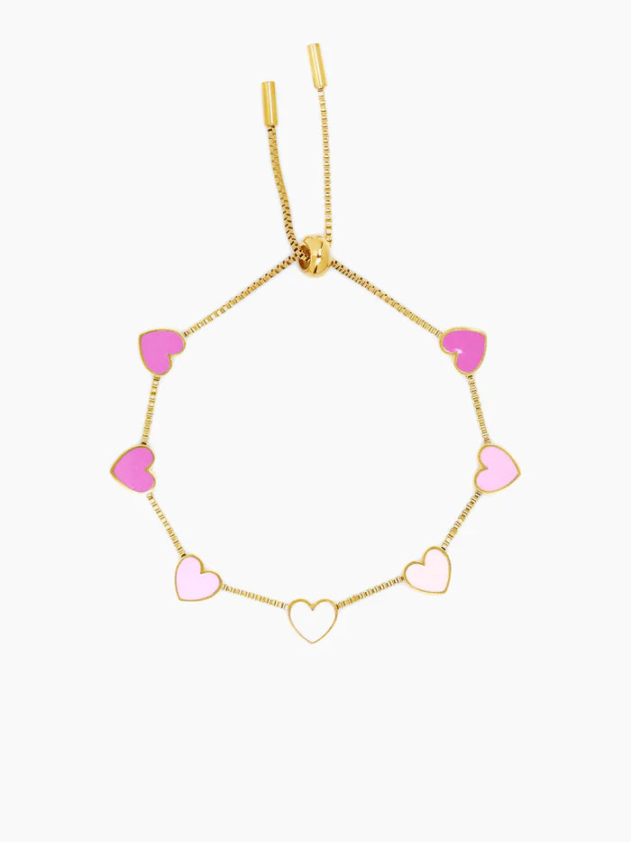 Ombre Pink Hearts Charms 18K Gold Plated Kid's Loose Bracelet