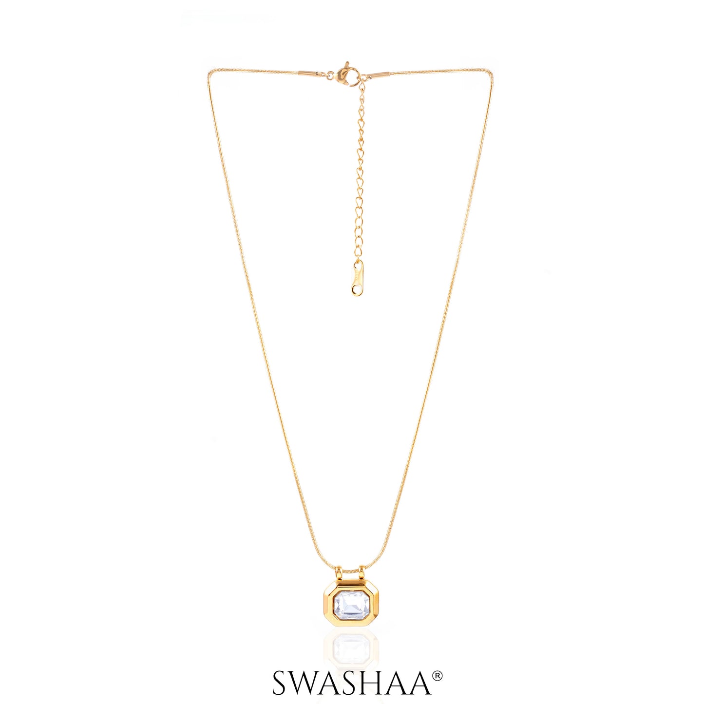 Opulent Solitaire 18K Gold Plated Necklace