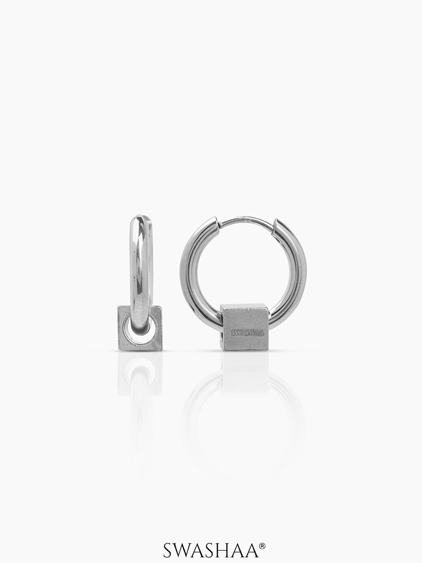 Orin Cube Charm Men's Hoop Earrings
