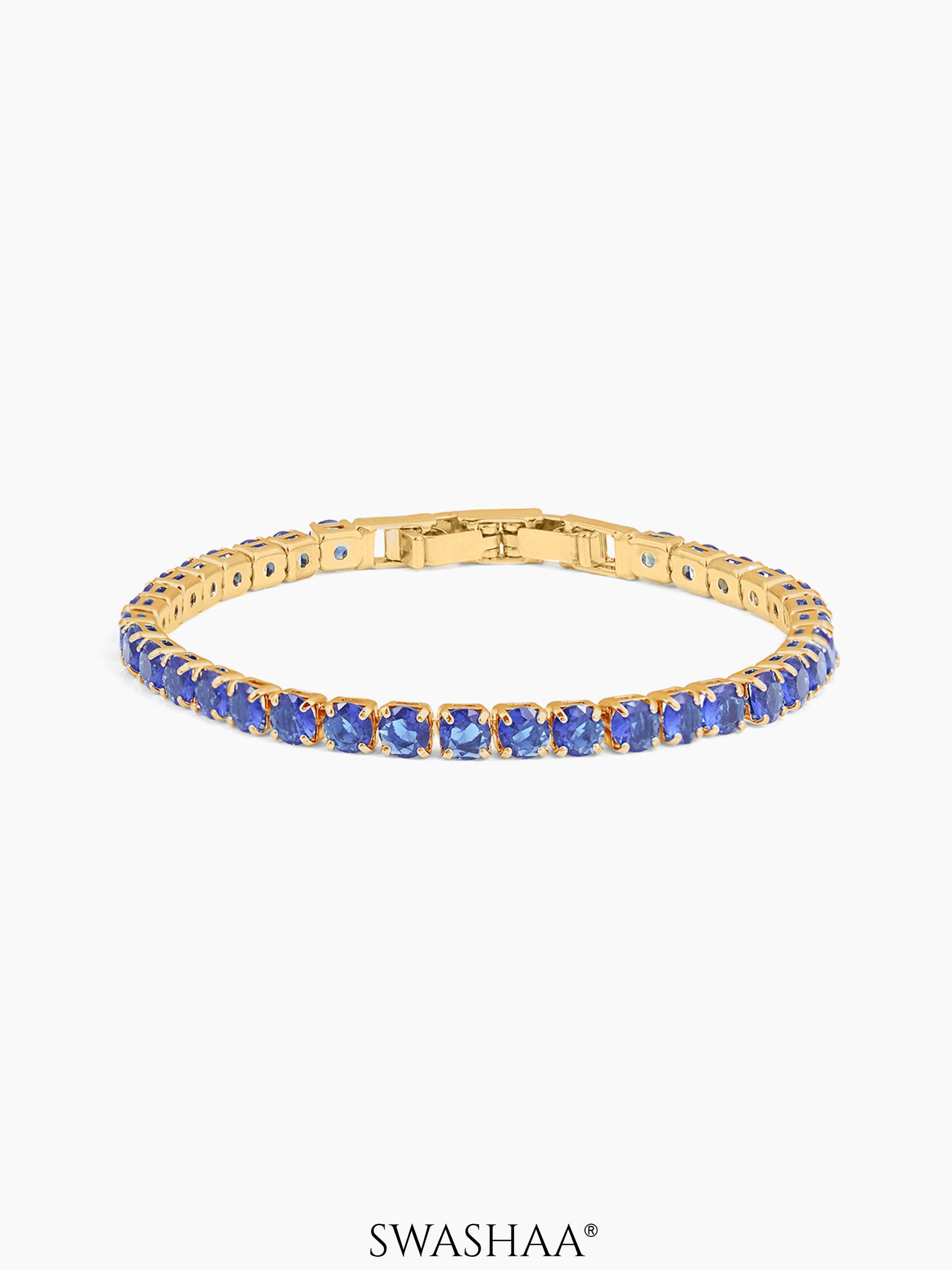 Orion Diamond Blue Tennis 18K Gold Plated Loose Bracelet