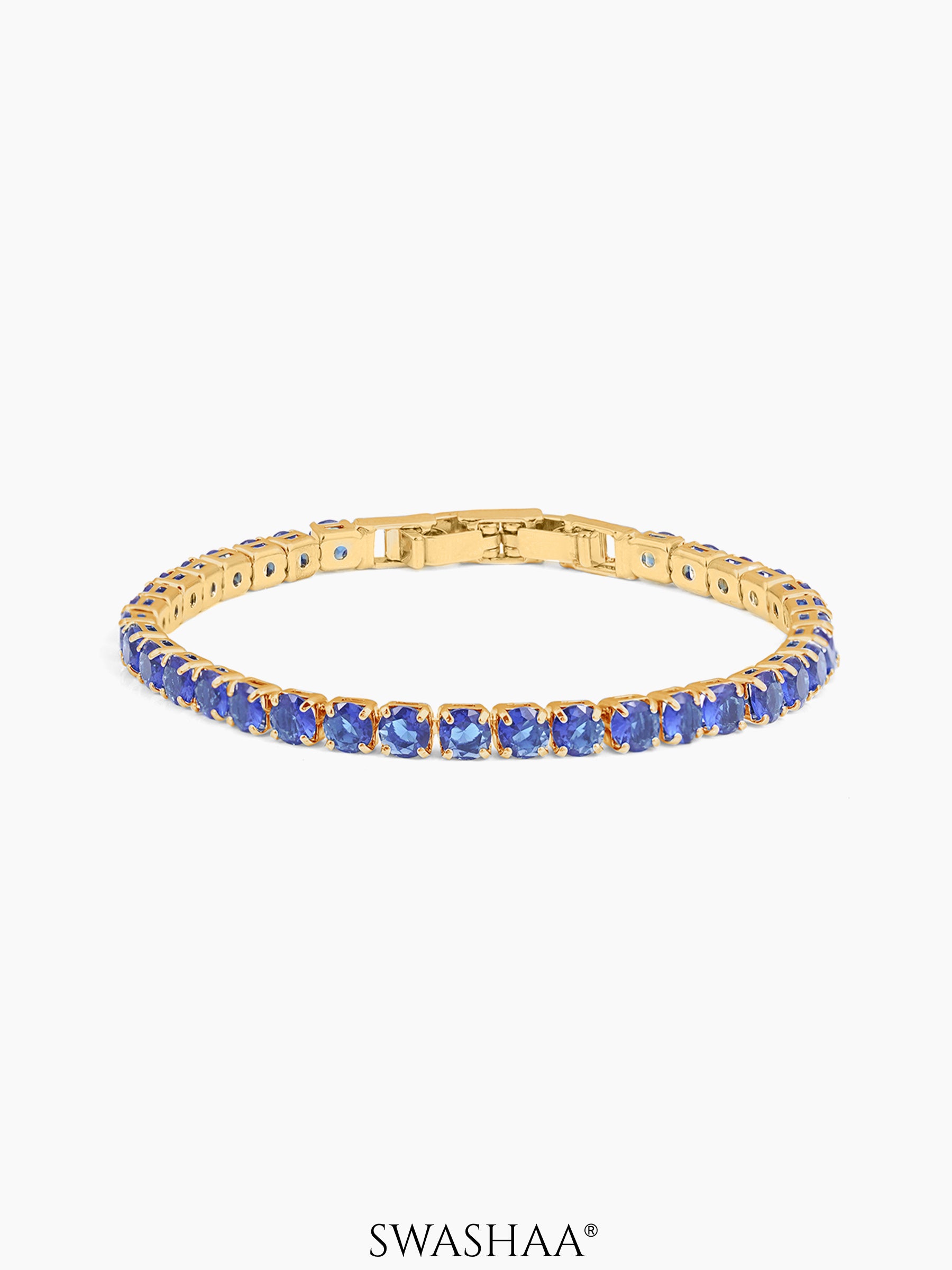 Orion Diamond Blue Tennis 18K Gold Plated Loose Bracelet