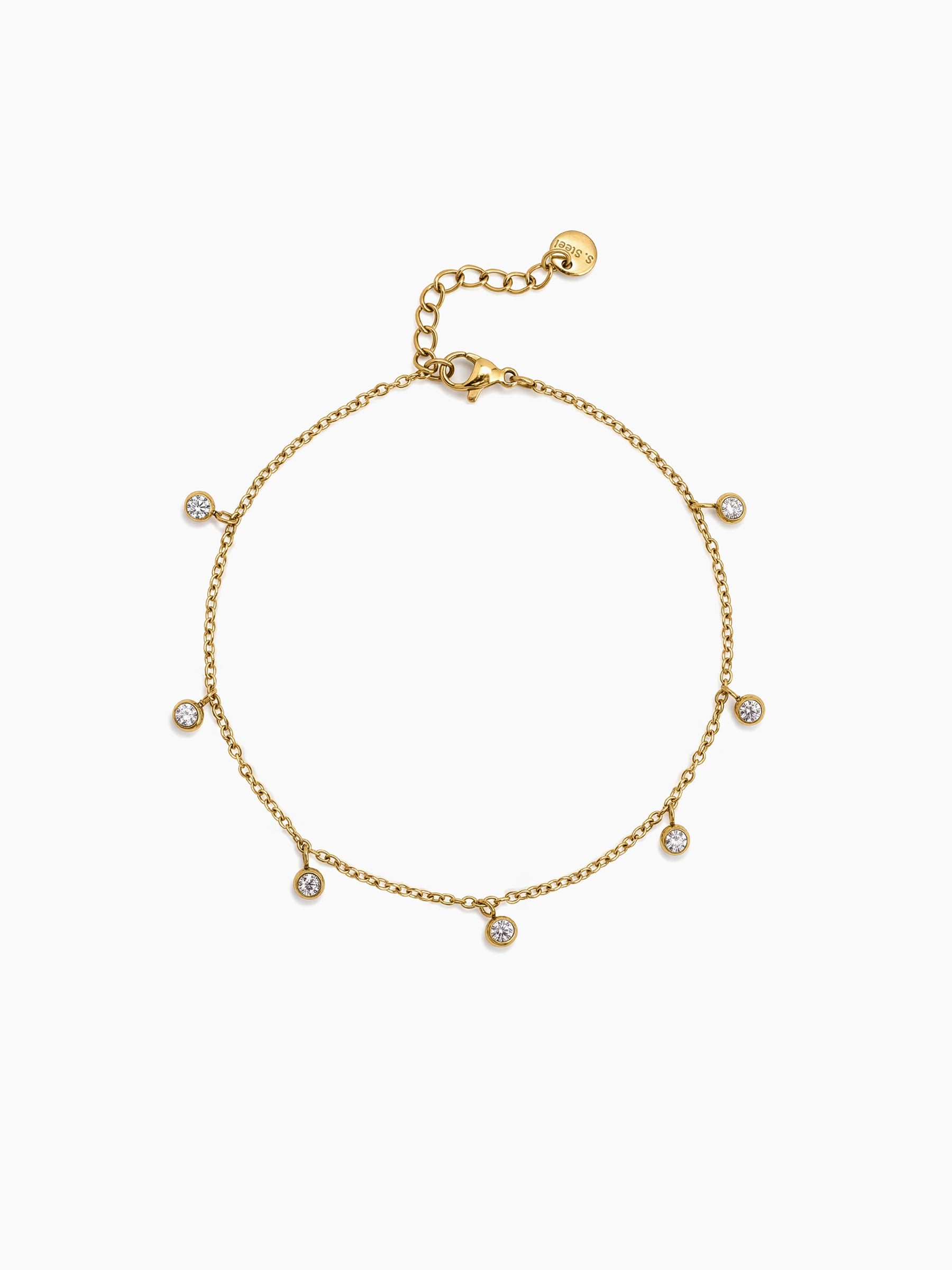 Orvane Diamond Solitaire Drop 18K Gold Plated Women's Anklet