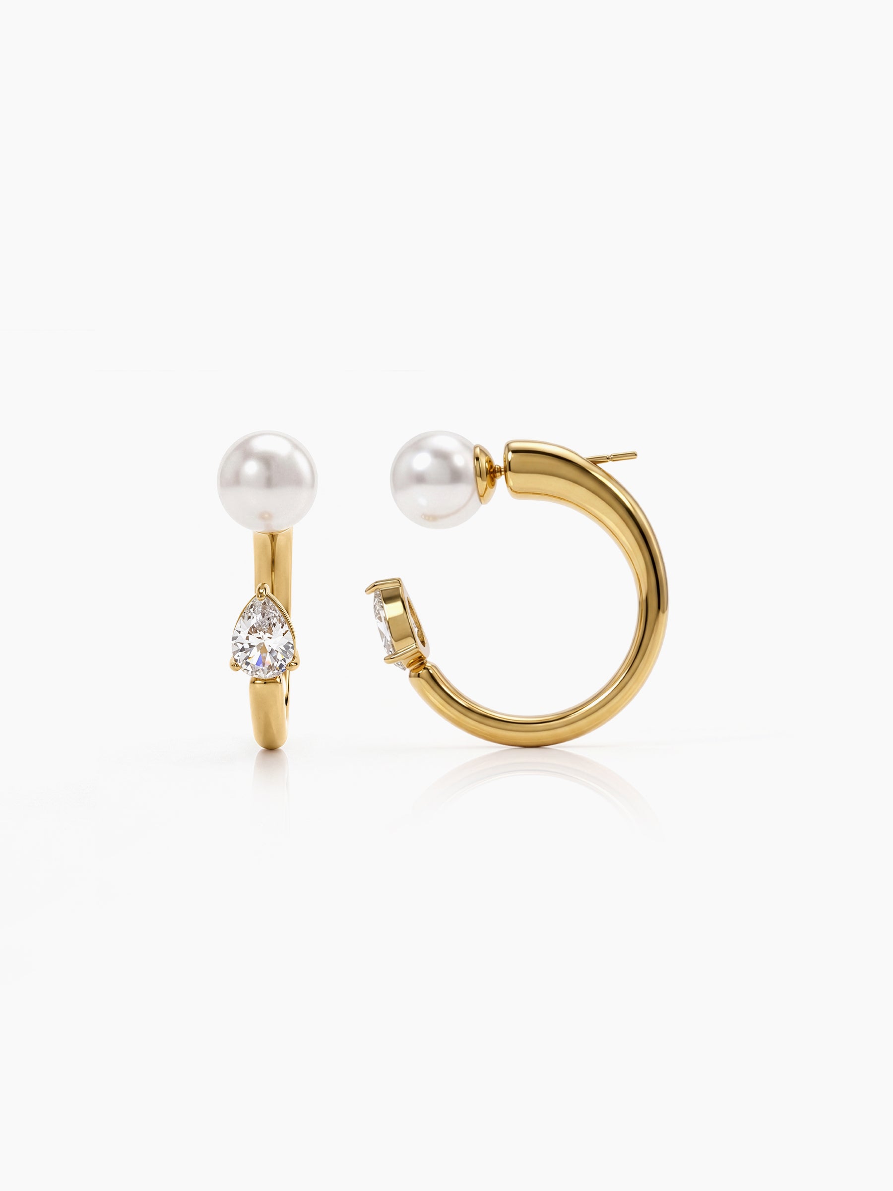 Orvella Pearl Diamond 18K Gold Plated Women's Hoop Earrings