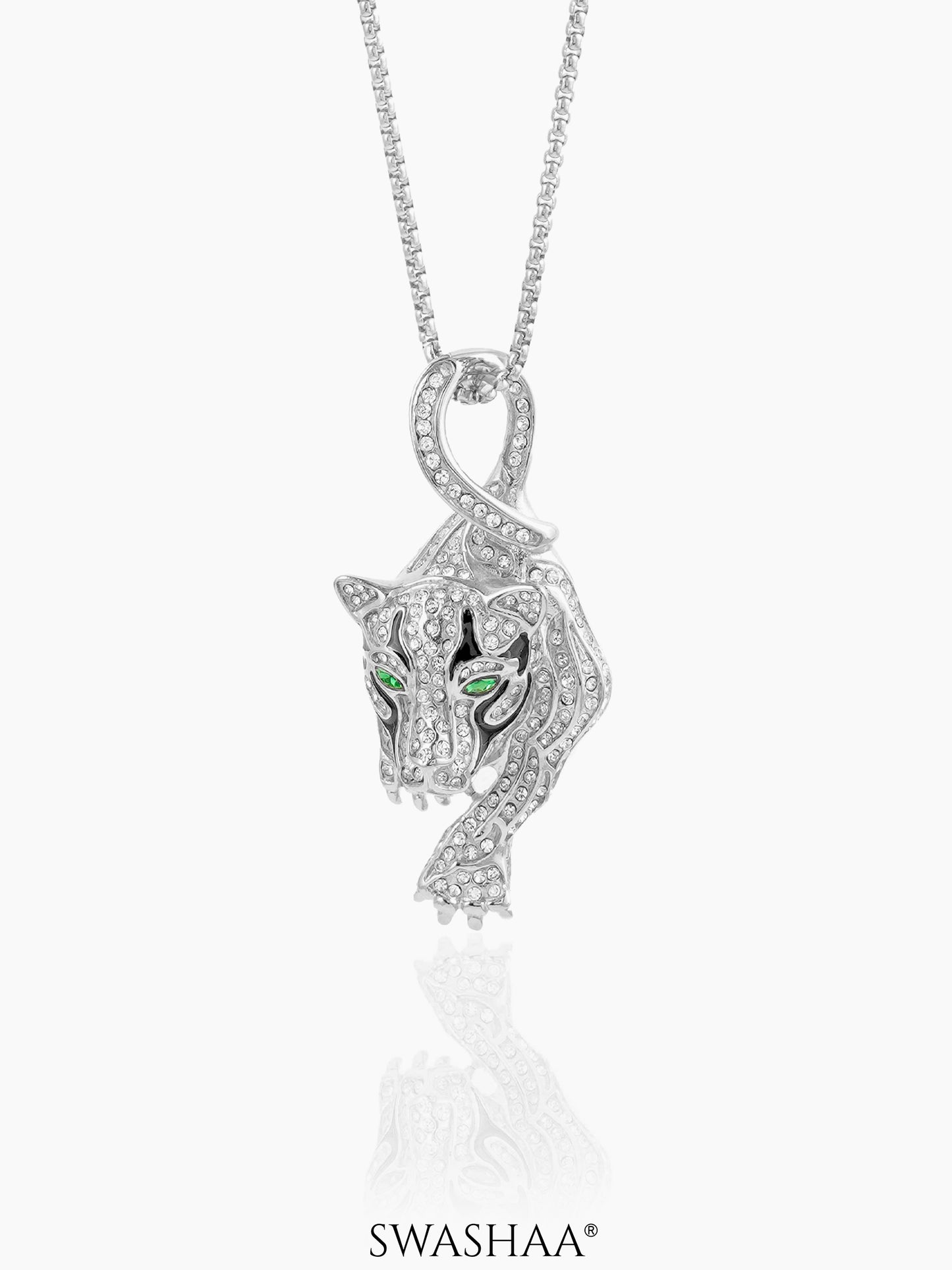 Oscar Tiger Paw Diamond Silver Men's Chain Pendant
