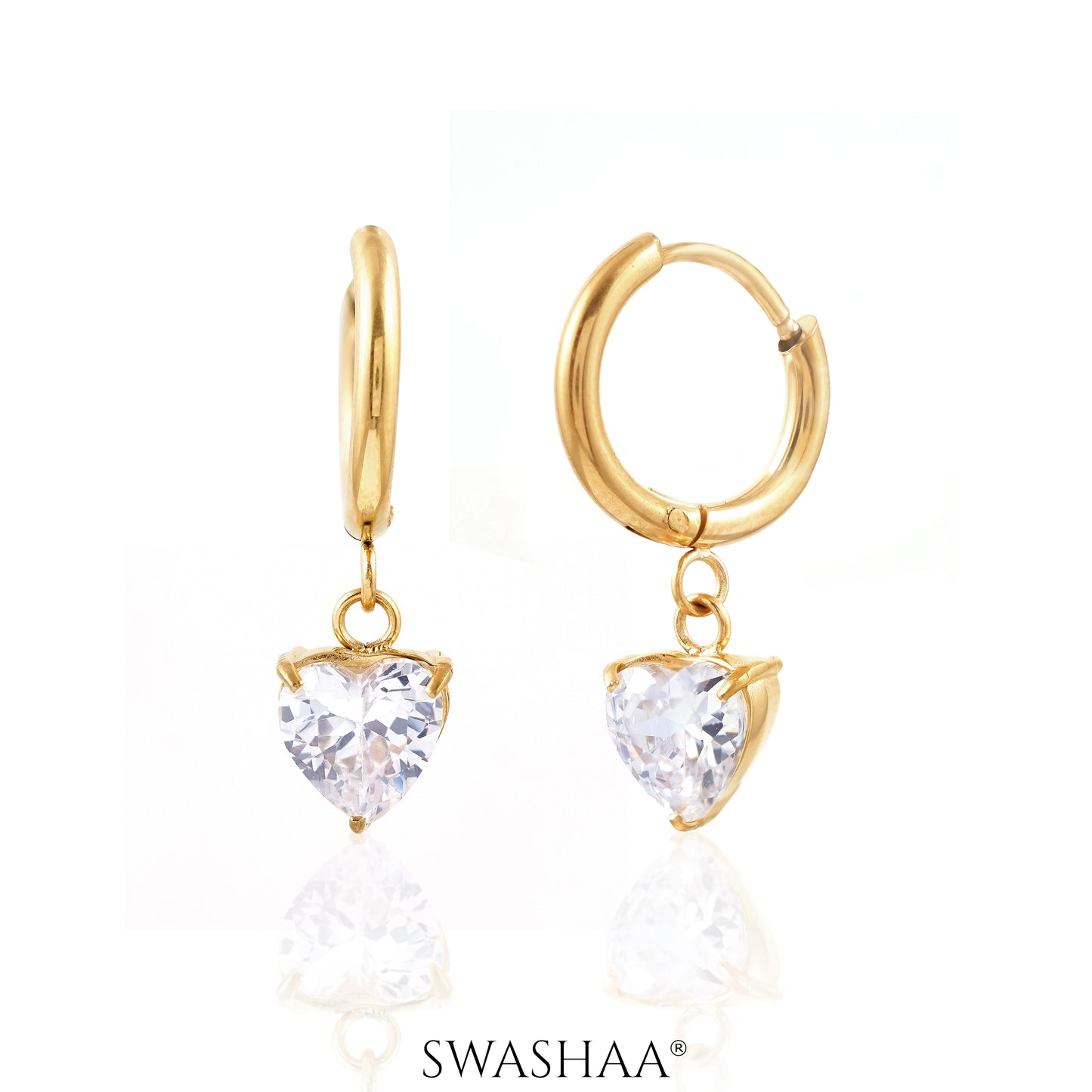 Vera Solitaire 18K Gold Plated Hoop Earrings