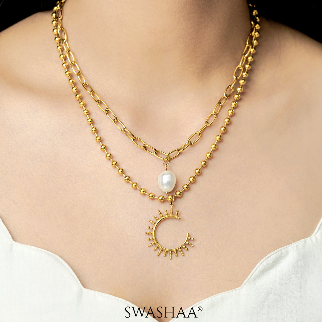 Glomaa Pearl 18K Gold Plated Necklace