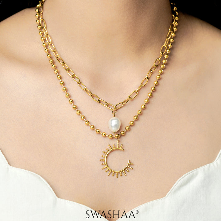 Glomaa Pearl 18K Gold Plated Necklace