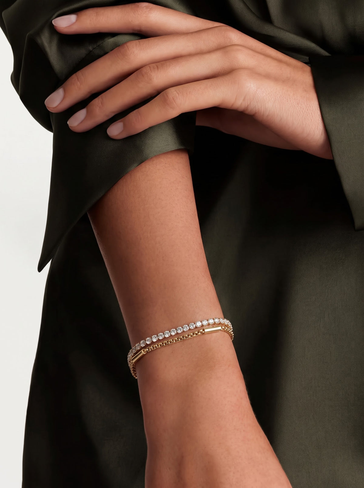 Pakhni Diamond Charm 18K Gold Plated Doubled Chain Loose Bracelet