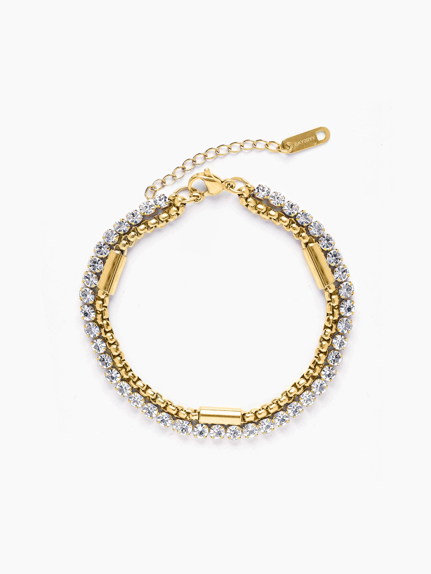Pakhni Diamond Charm 18K Gold Plated Doubled Chain Loose Bracelet