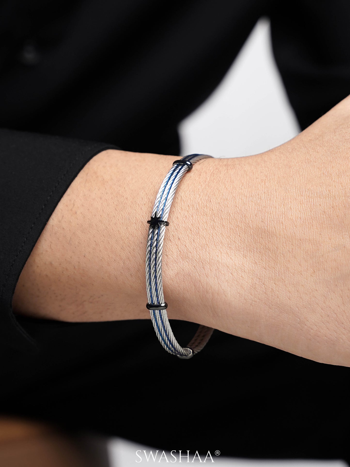 Pamek Star Blue Silver Wired Men's Bracelet