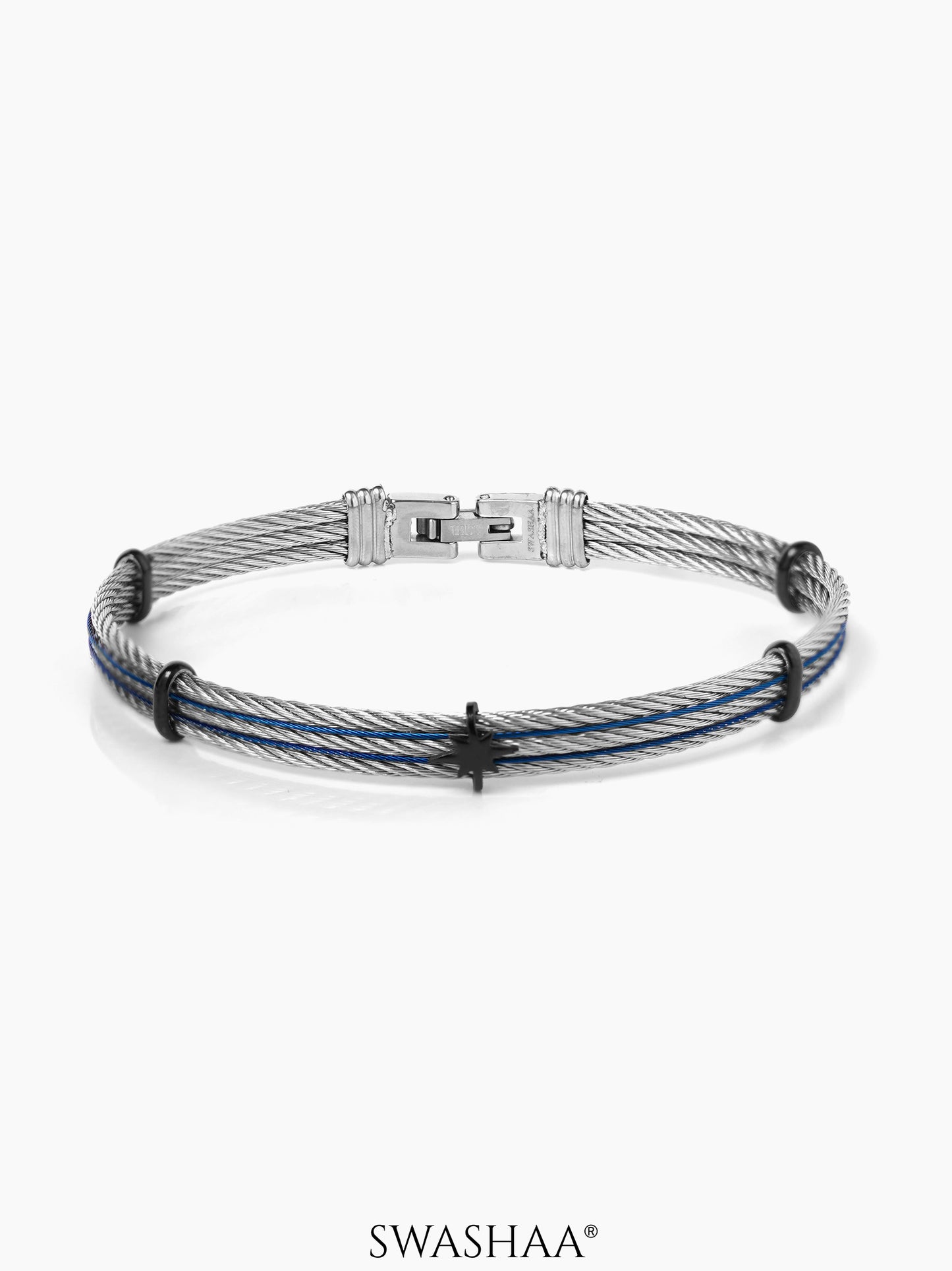 Pamek Star Blue Silver Wired Men's Bracelet