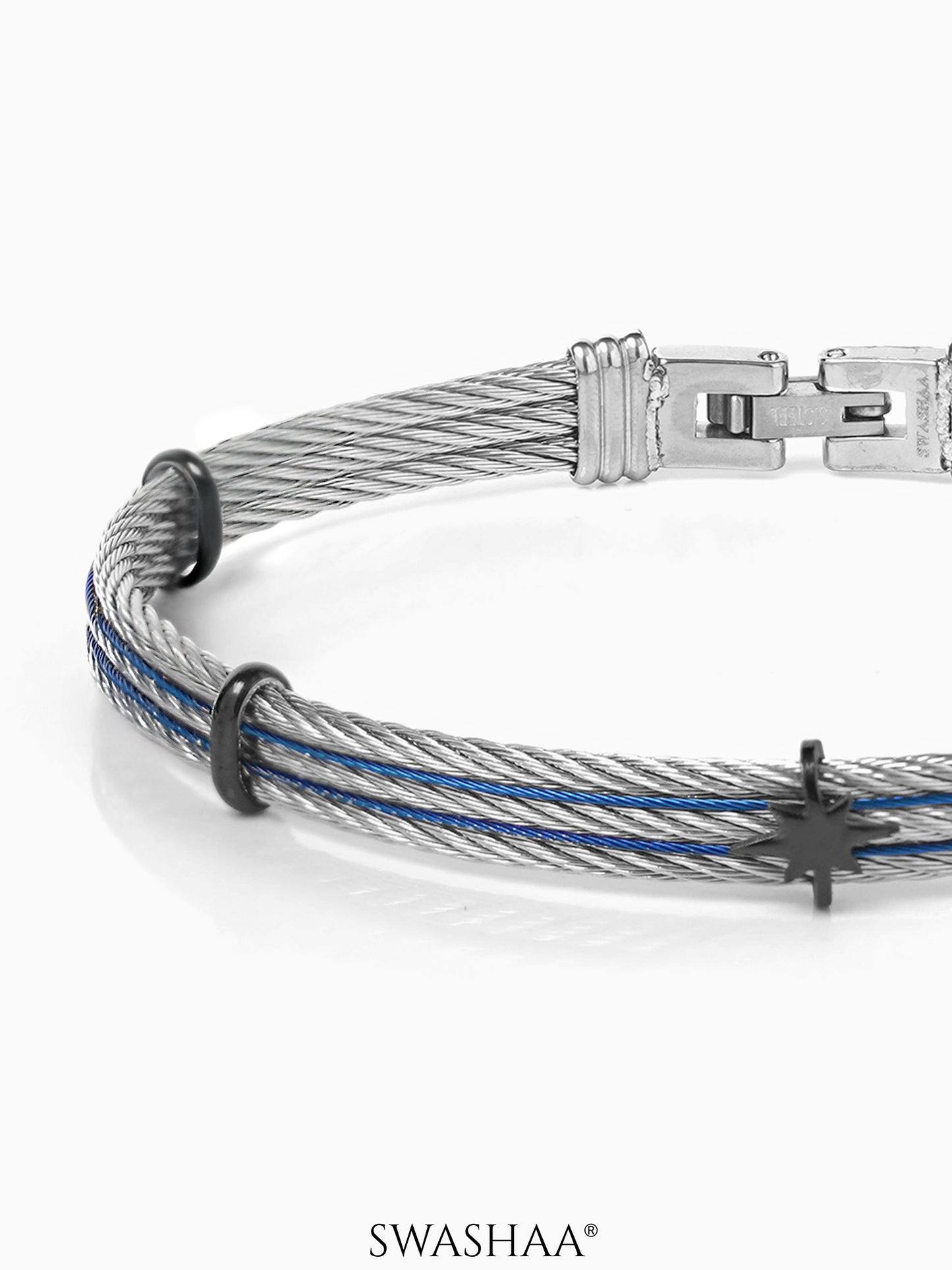 Pamek Star Blue Silver Wired Men's Bracelet