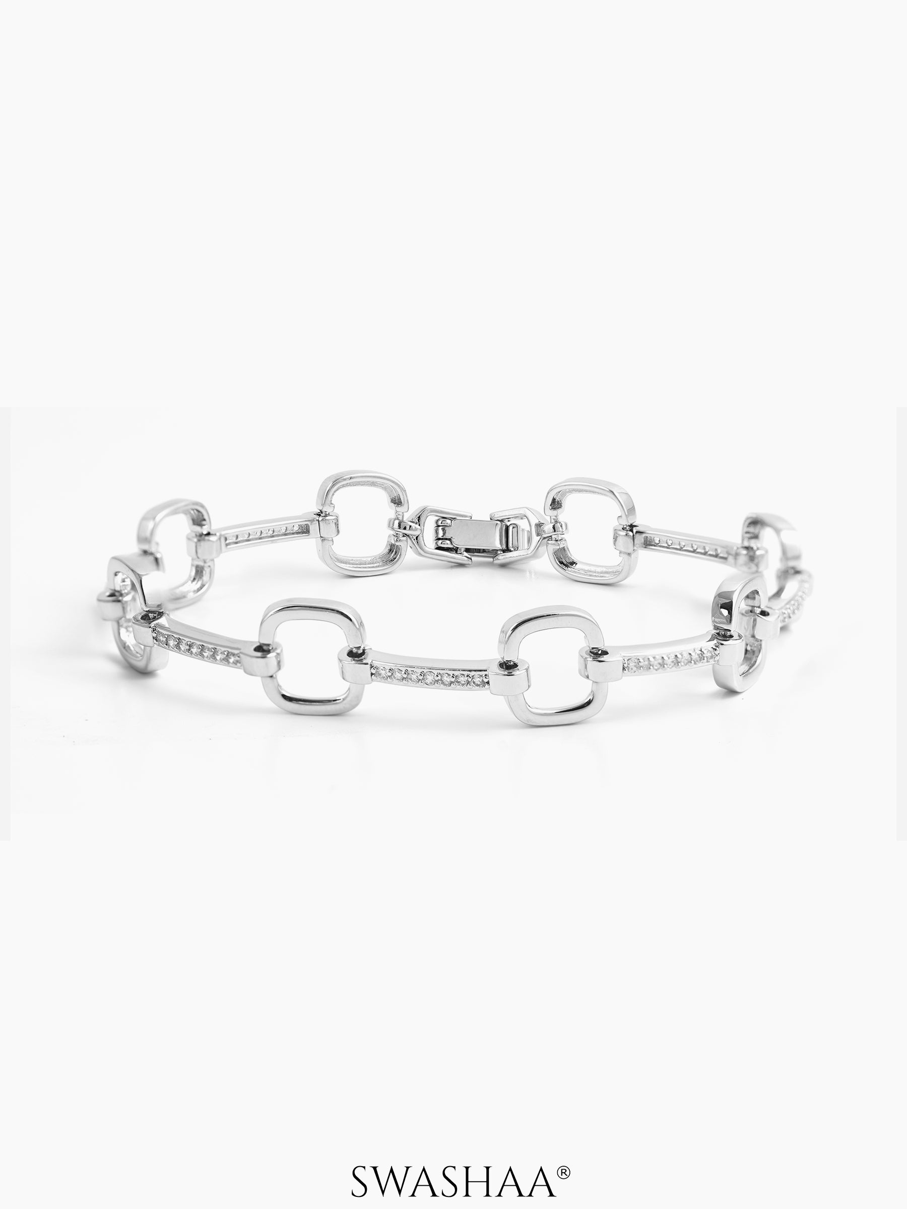 Pamela Square Link Silver Men's Bracelet
