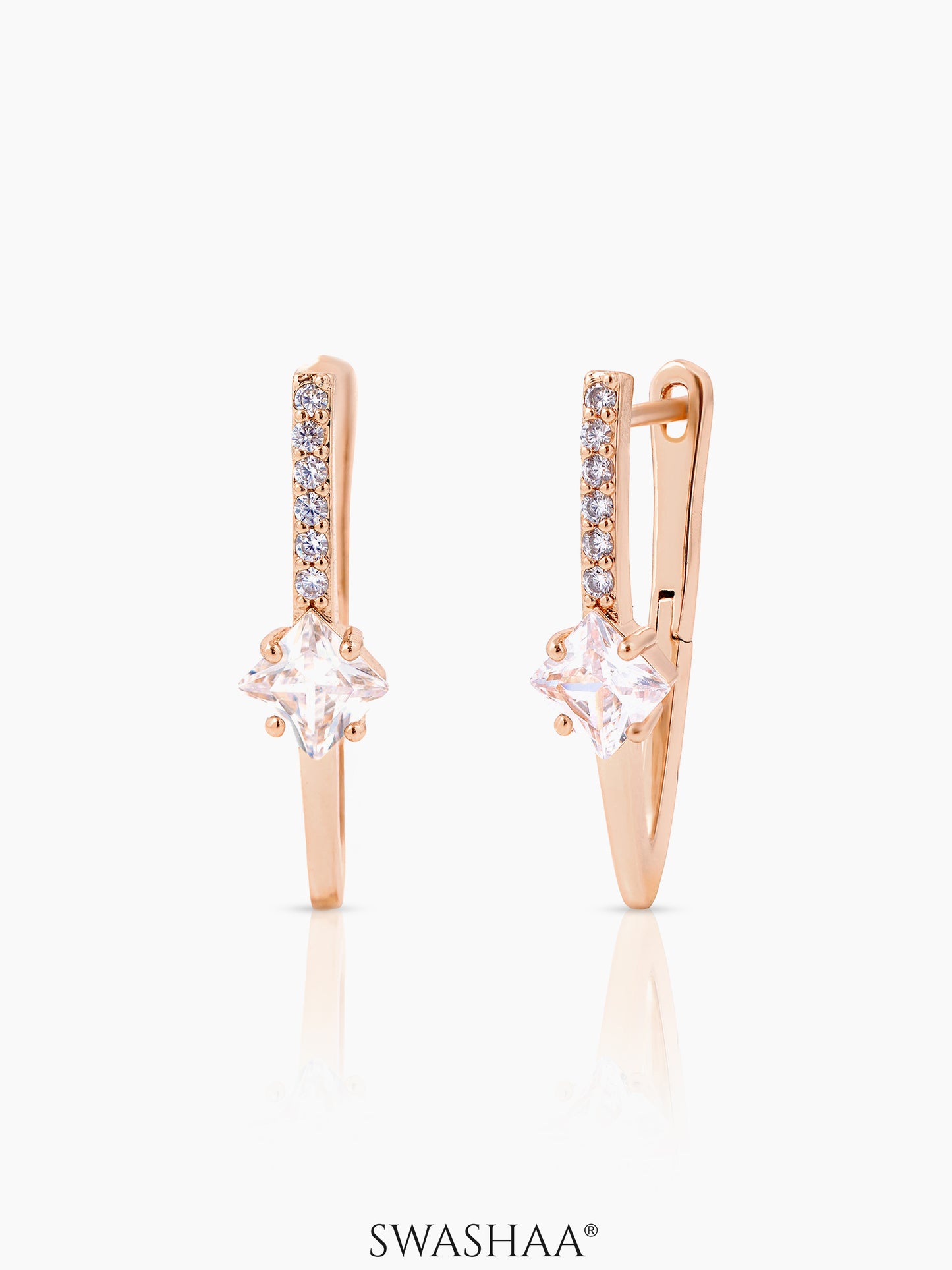 Patricia Solitaire Rosegold Plated Hoop Earrings