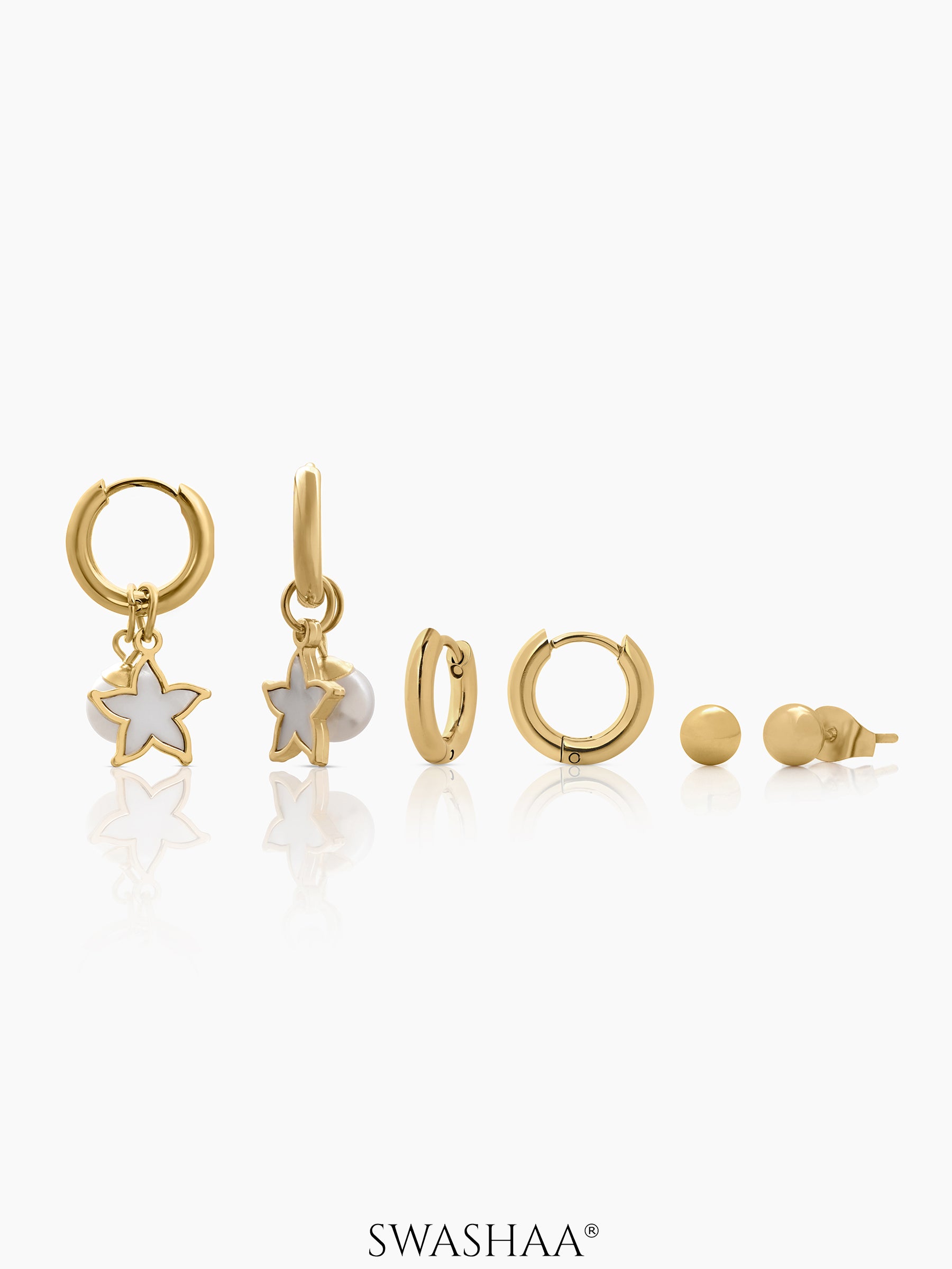 Pearl & Star Earring Set