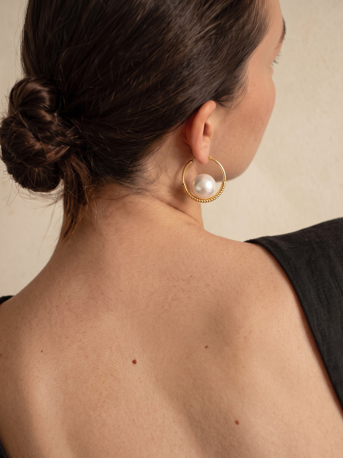 Peony Pearl 18K Gold Plated Women's Hoop Earrings