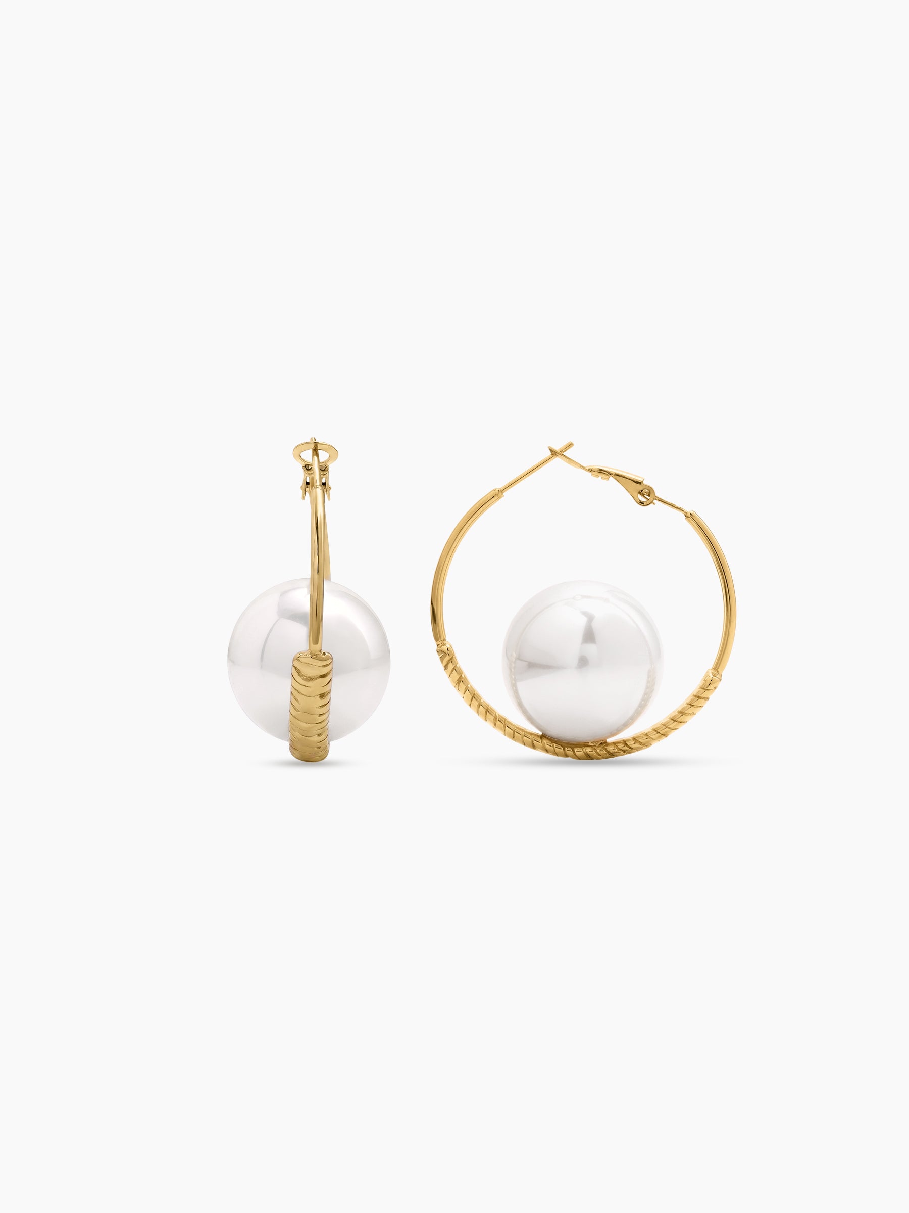 Peony Pearl 18K Gold Plated Women's Hoop Earrings