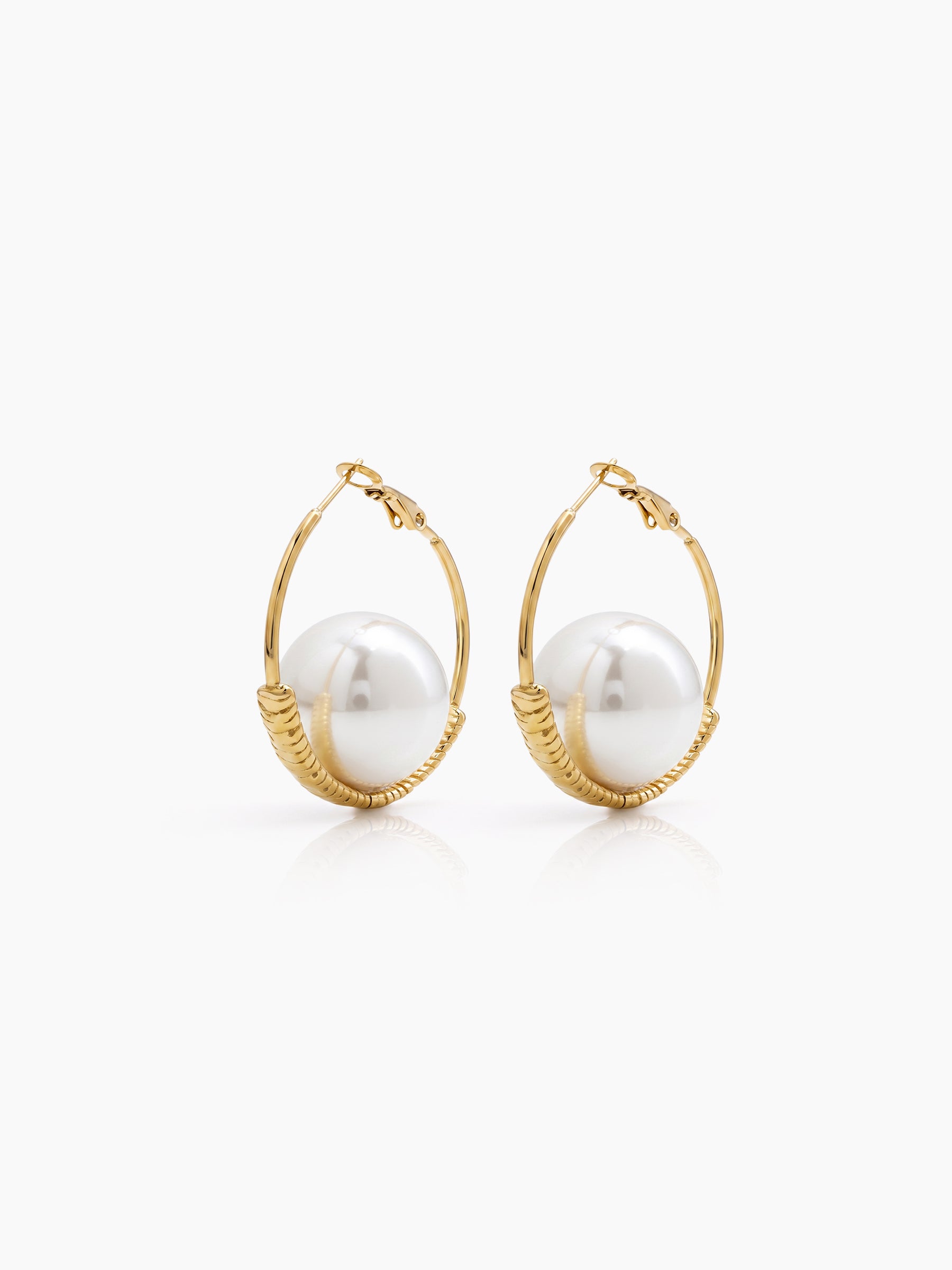 Peony Pearl 18K Gold Plated Women's Hoop Earrings