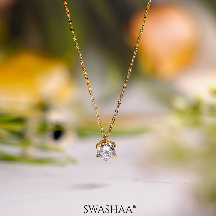 Perennial Solitaire 18K Gold Plated Necklace