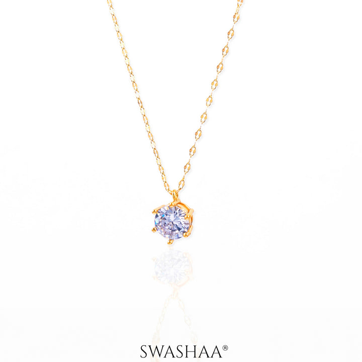 Perennial Solitaire 18K Gold Plated Necklace