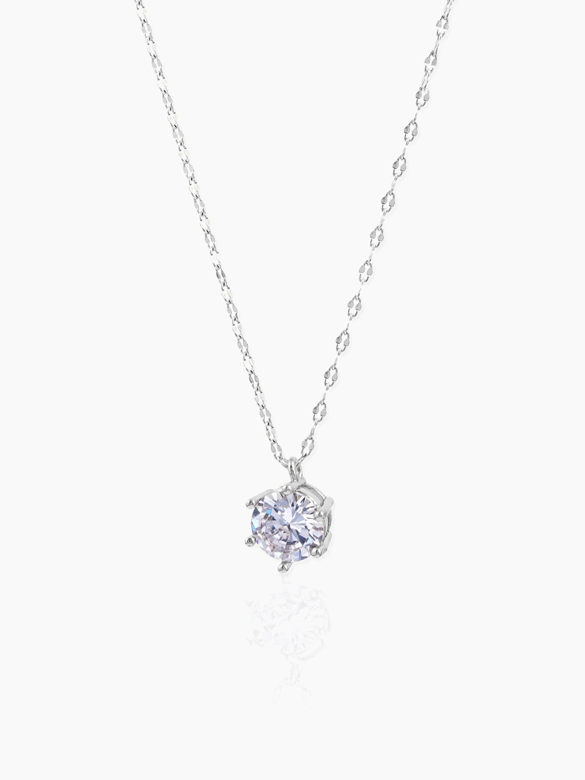 Perennial Solitaire Charm Silver Chain Pendant Necklace