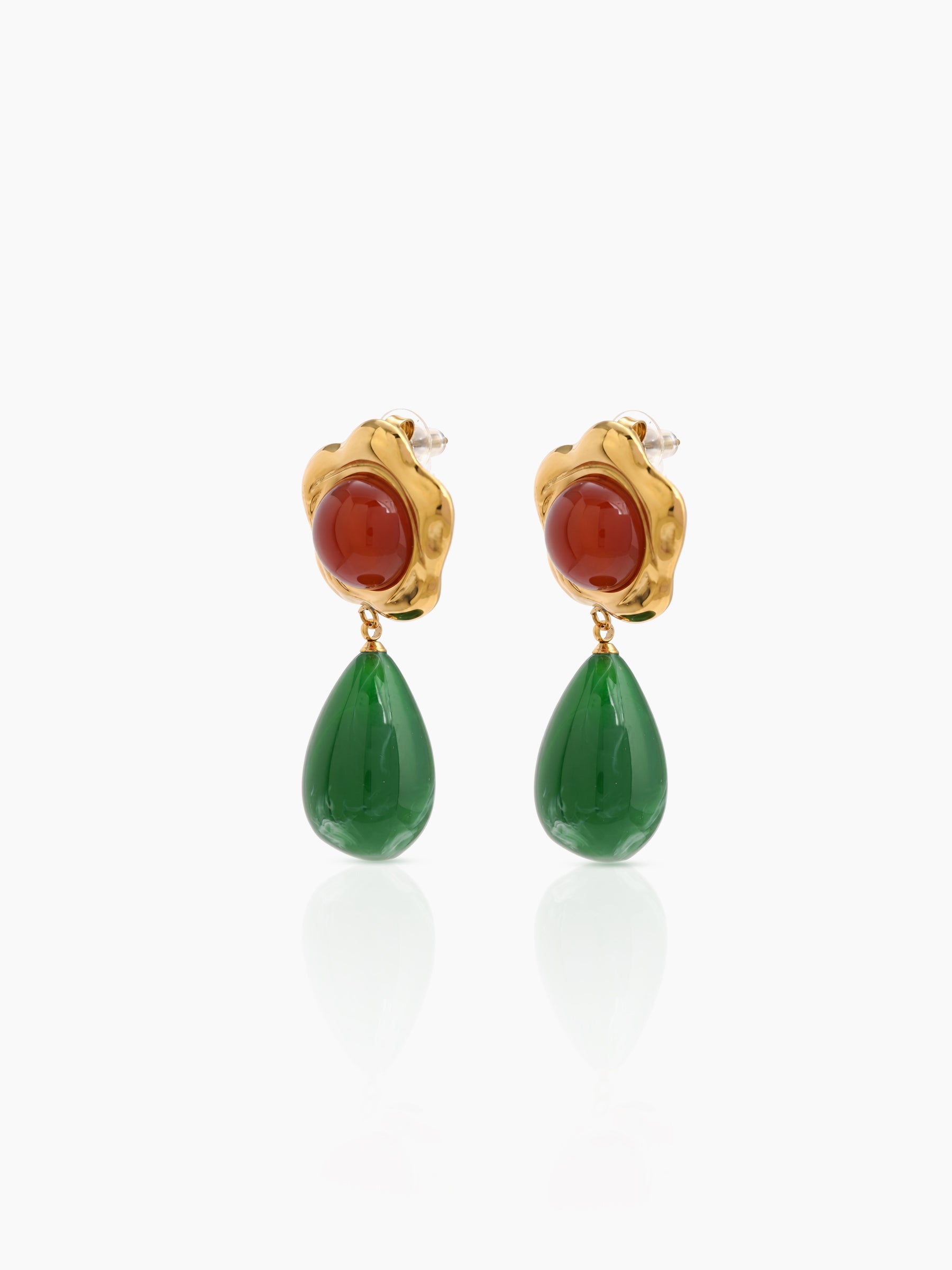Perrine Floral Mulricolour Stone Drop 18K Gold Plated Women's stud Earrings