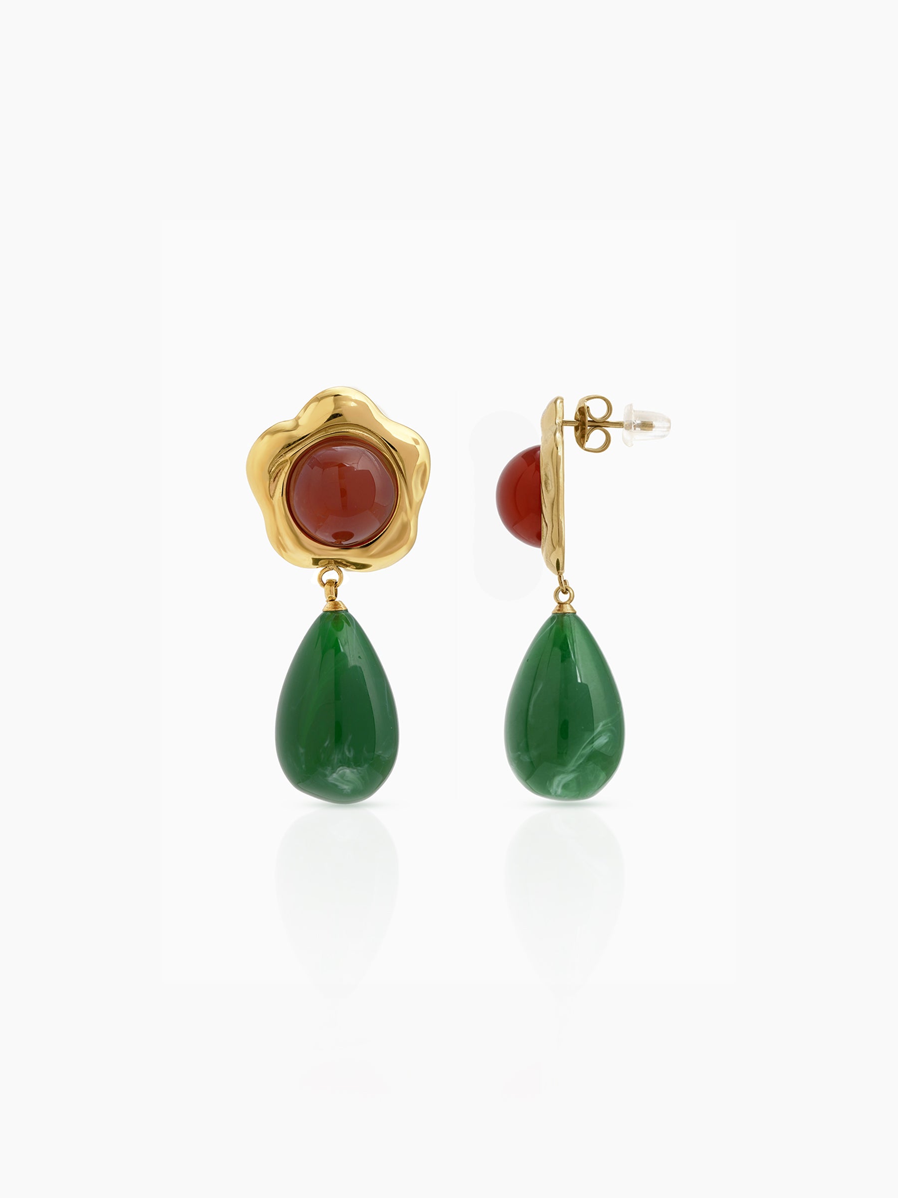 Perrine Floral Mulricolour Stone Drop 18K Gold Plated Women's stud Earrings
