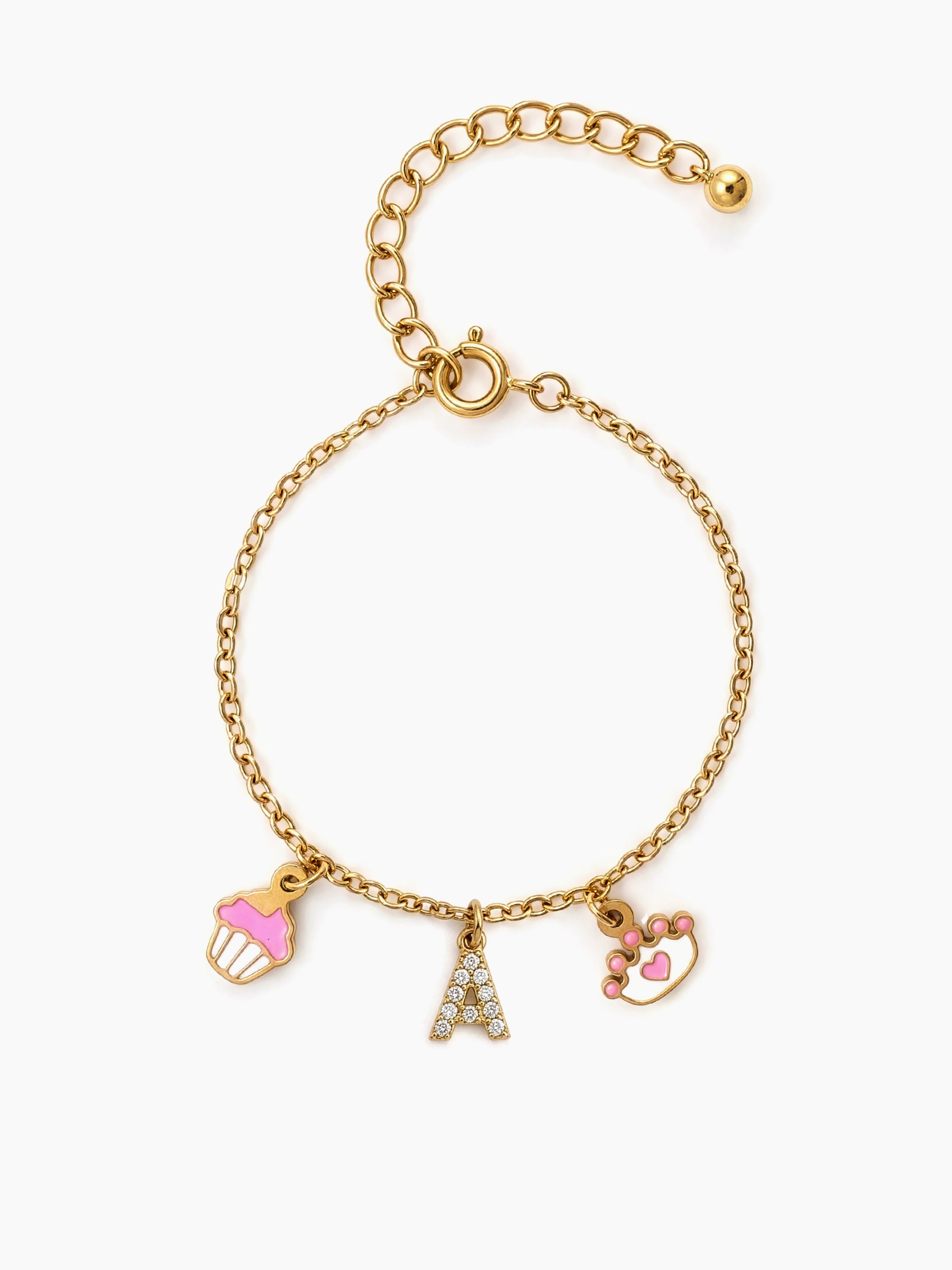 Customized Princess Charms 18K Gold Plated Kid's Bracelet