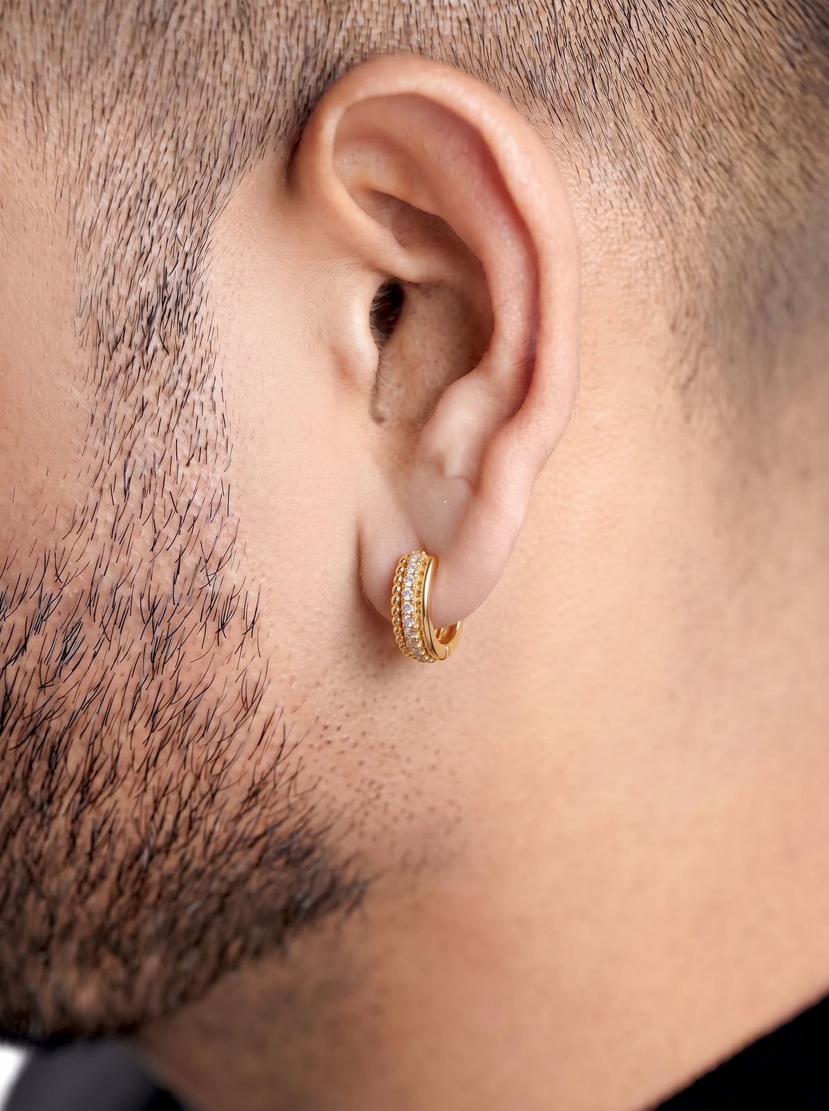 Peyton Diamond 18K Gold Plated Men's Hoop Earrings