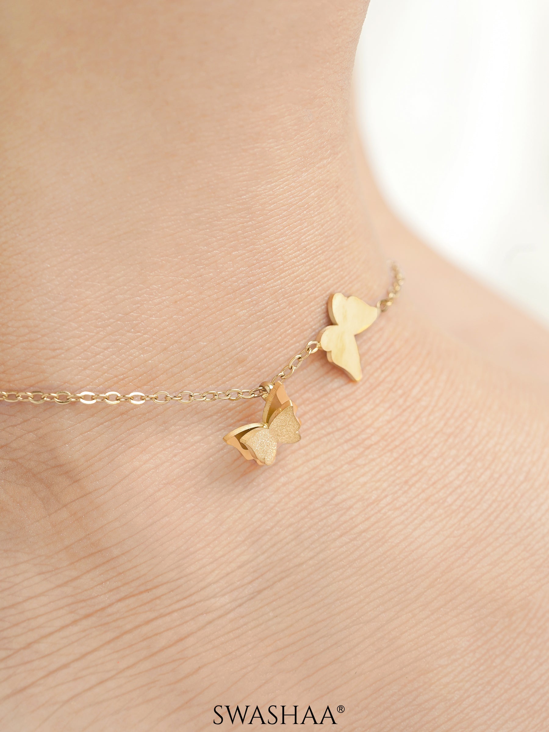 Pierid Butterfly Charms 18K Gold Plated Women's Anklet