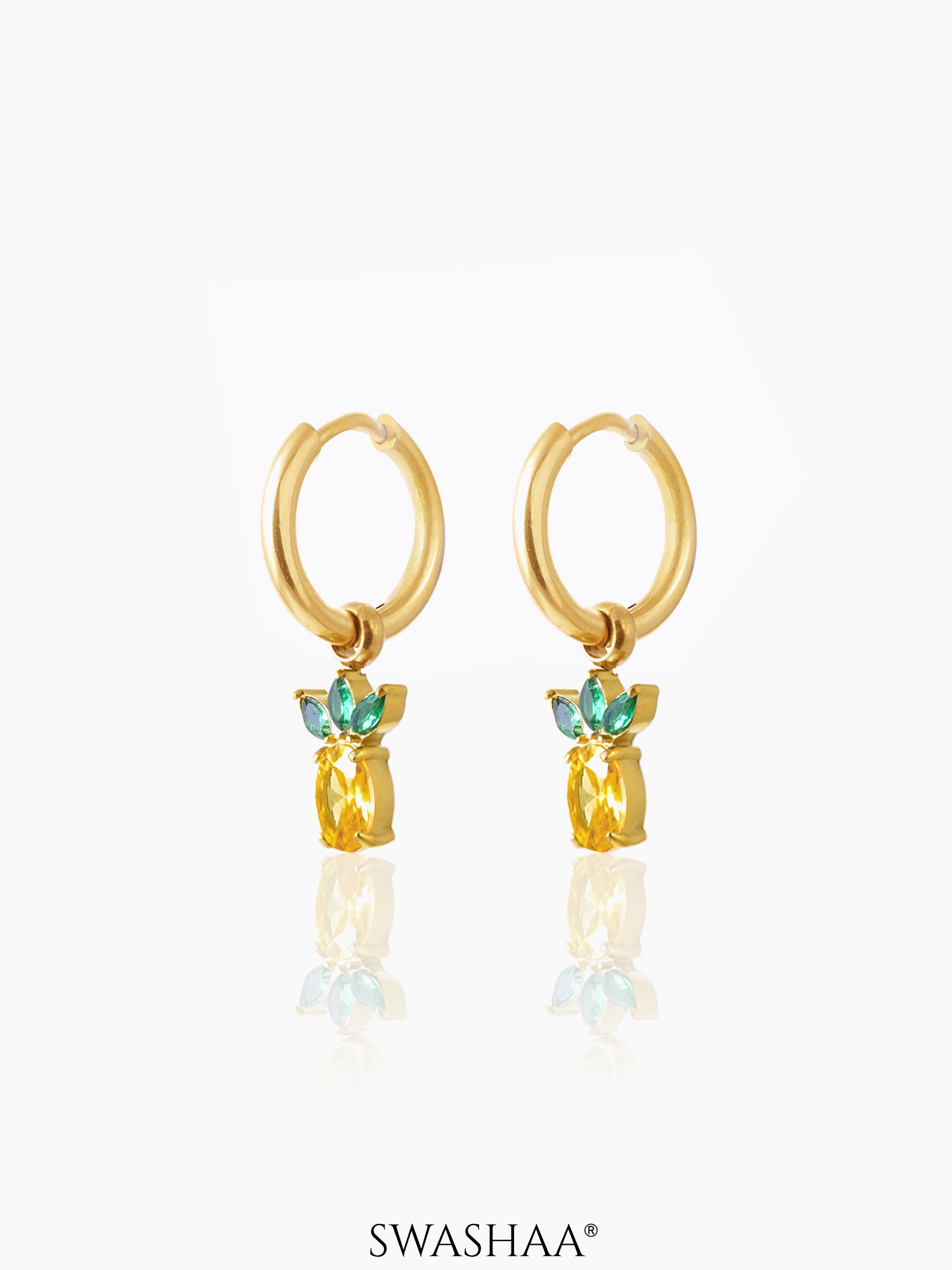 Pineapple Charm 18K Gold Plated Kid's Hoop Dangling Earrings