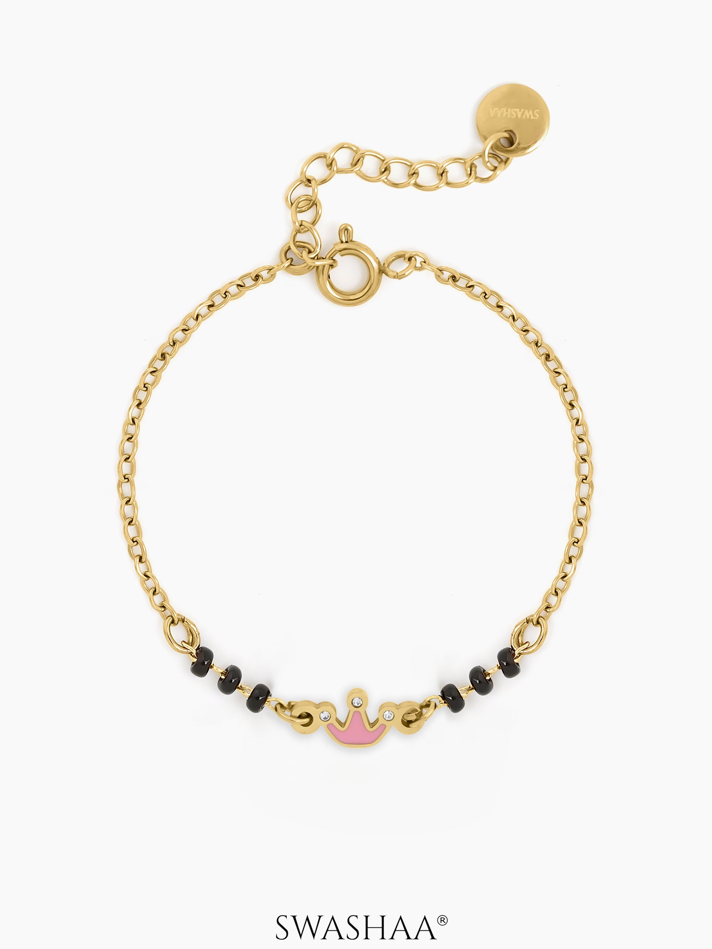 Pink Crown 18K Gold Plated Kid's Nazariya Bracelet