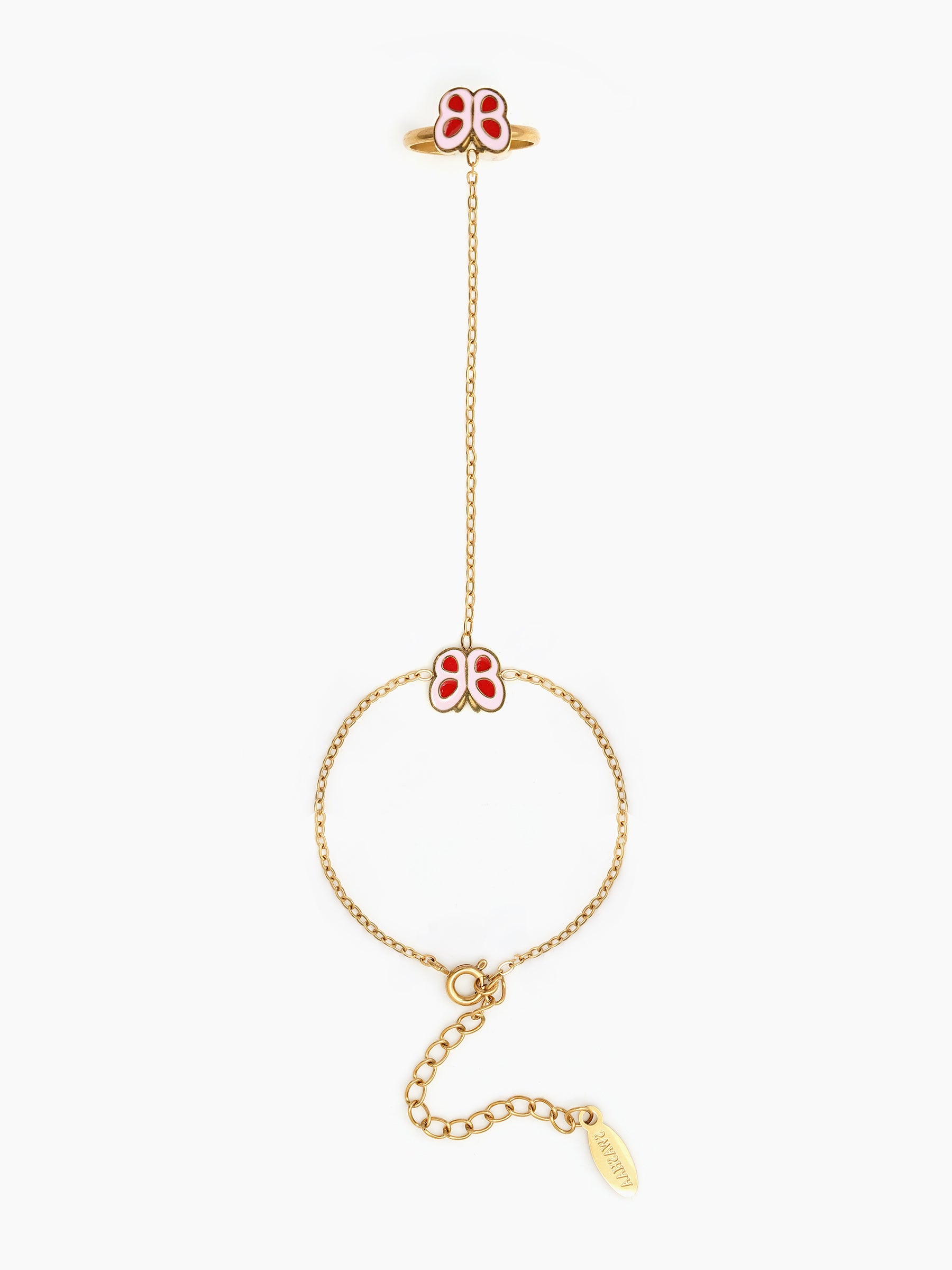 Pinky Butterfly 18K Gold Plated Kid's Ring Bracelet
