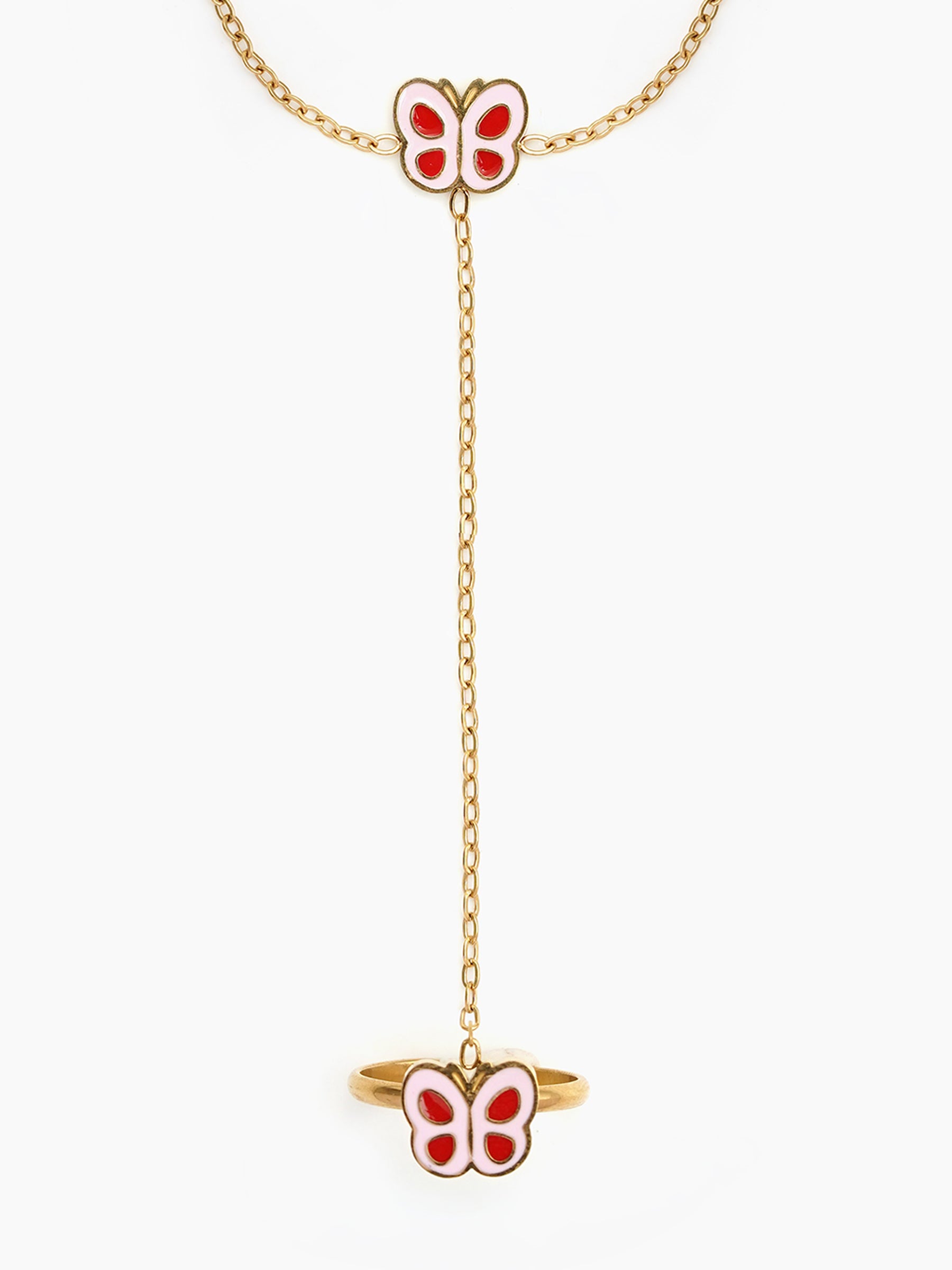 Pinky Butterfly 18K Gold Plated Kid's Ring Bracelet