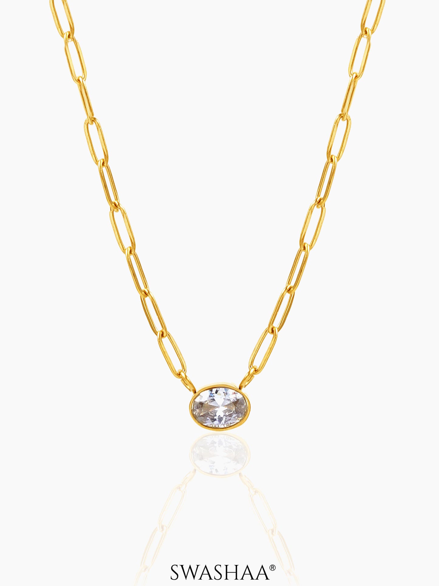 Pinsk Solitaire 18K Gold Plated Necklace