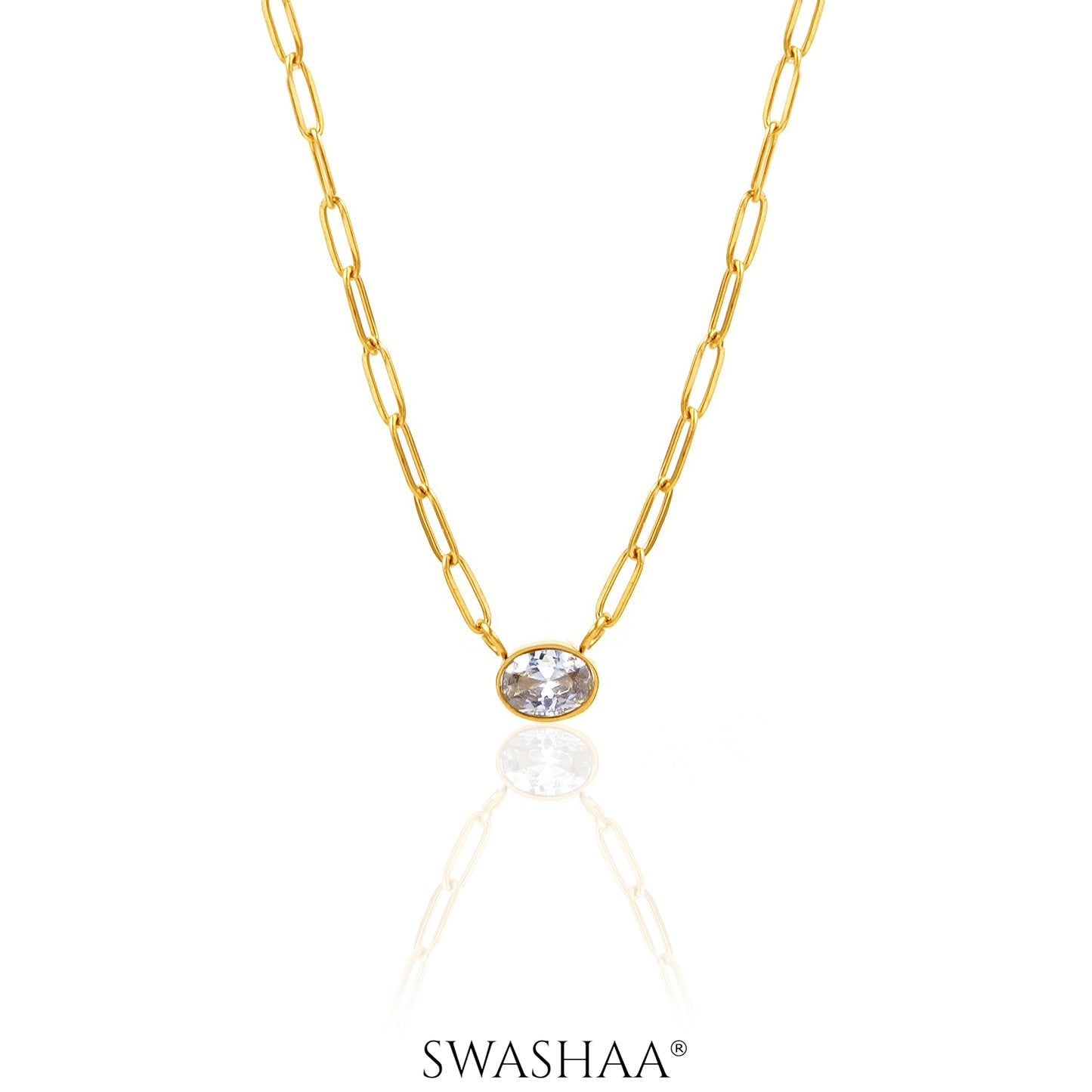 Pinsk Solitaire 18K Gold Plated Necklace