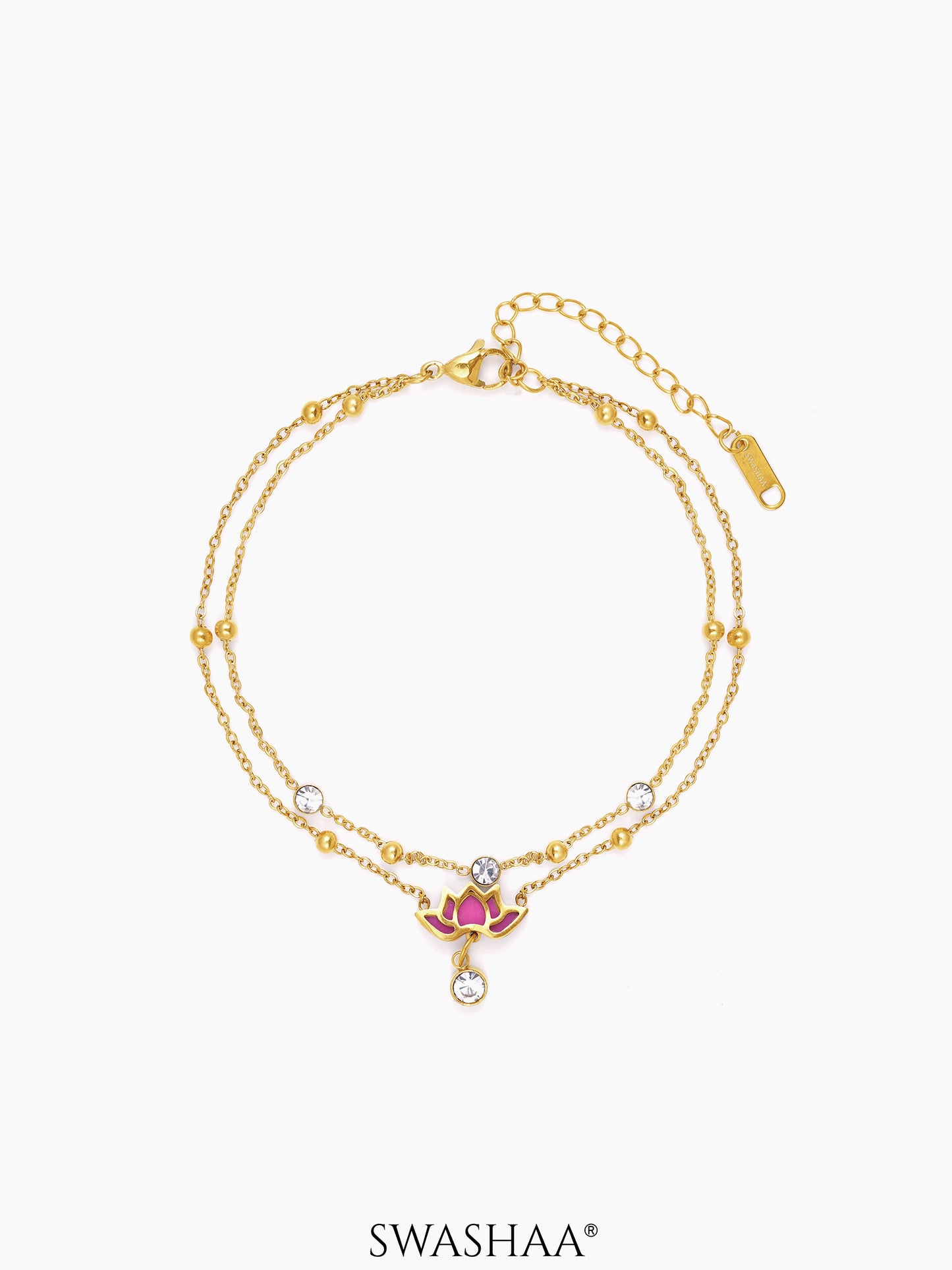 Pious Layered Lotus Charms 18K Gold Plated Women's Anklet