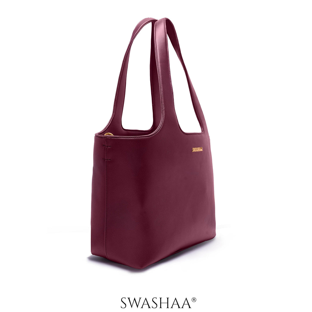 Plum Burgundy Bliss Leather Tote Bag
