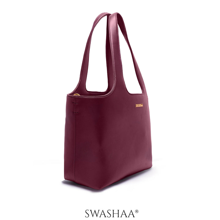 Plum Burgundy Bliss Leather Tote Bag