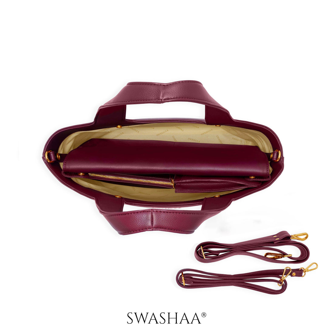 Plum Burgundy Bliss Leather Tote Bag