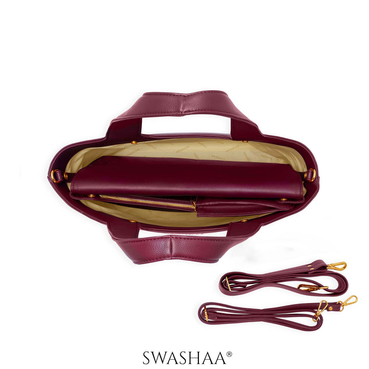 Plum Burgundy Bliss Leather Tote Bag