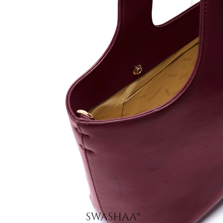 Plum Burgundy Bliss Leather Tote Bag