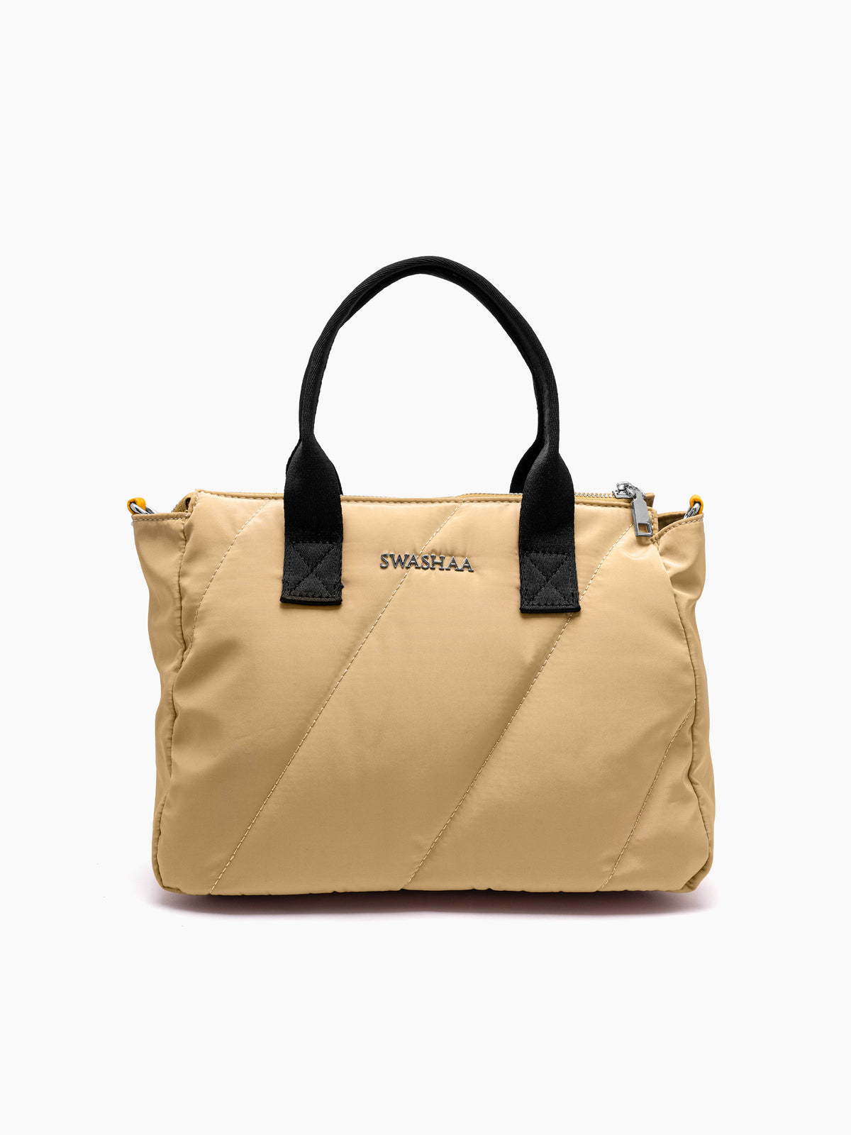 Plum Beige Nylon Women's Hand Bag