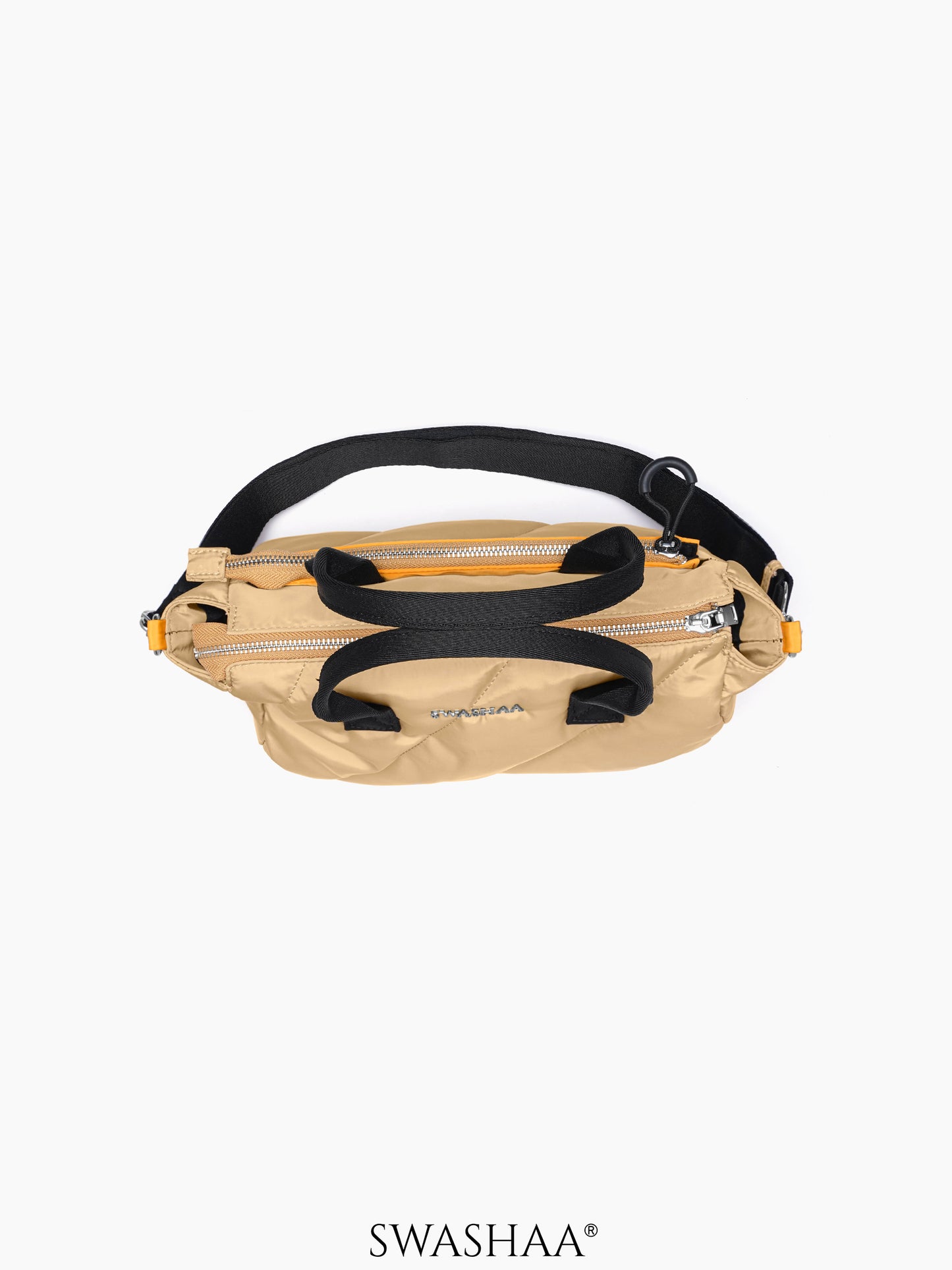 Plum Beige Nylon Women's Hand Bag