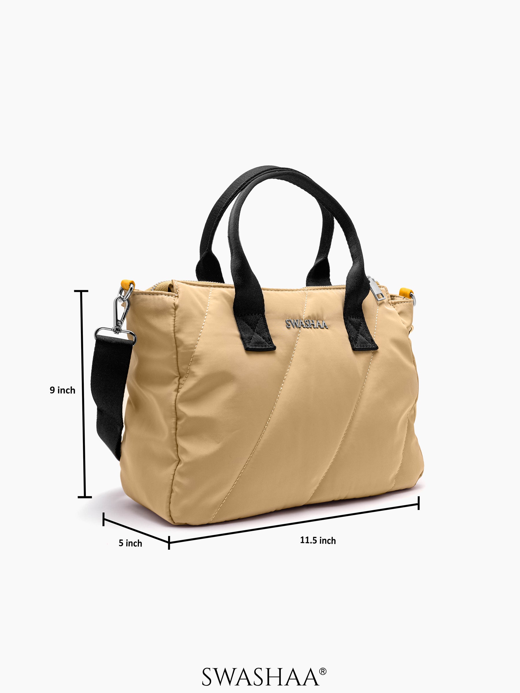 Plum Beige Nylon Women's Hand Bag