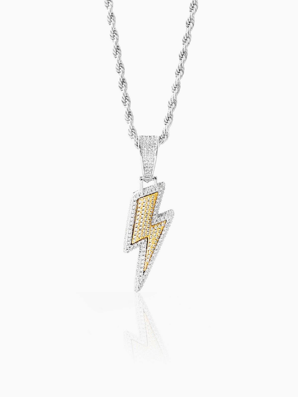 Potter Lightning Diamond Bolt Yellow Silver Men's Chain Pendant