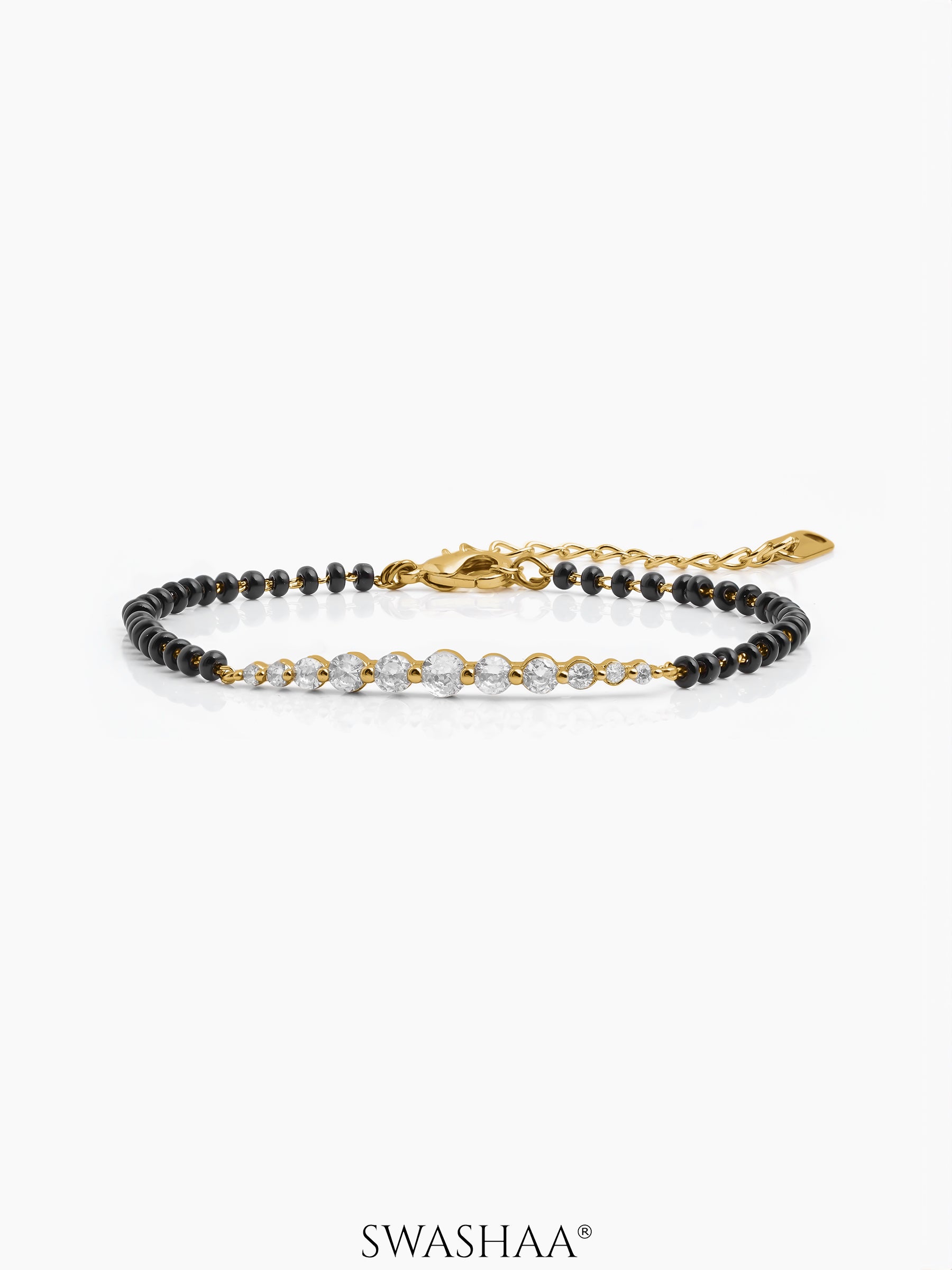 Pranika Diamond Bar 18K Gold Plated Mangalsutra Bracelet