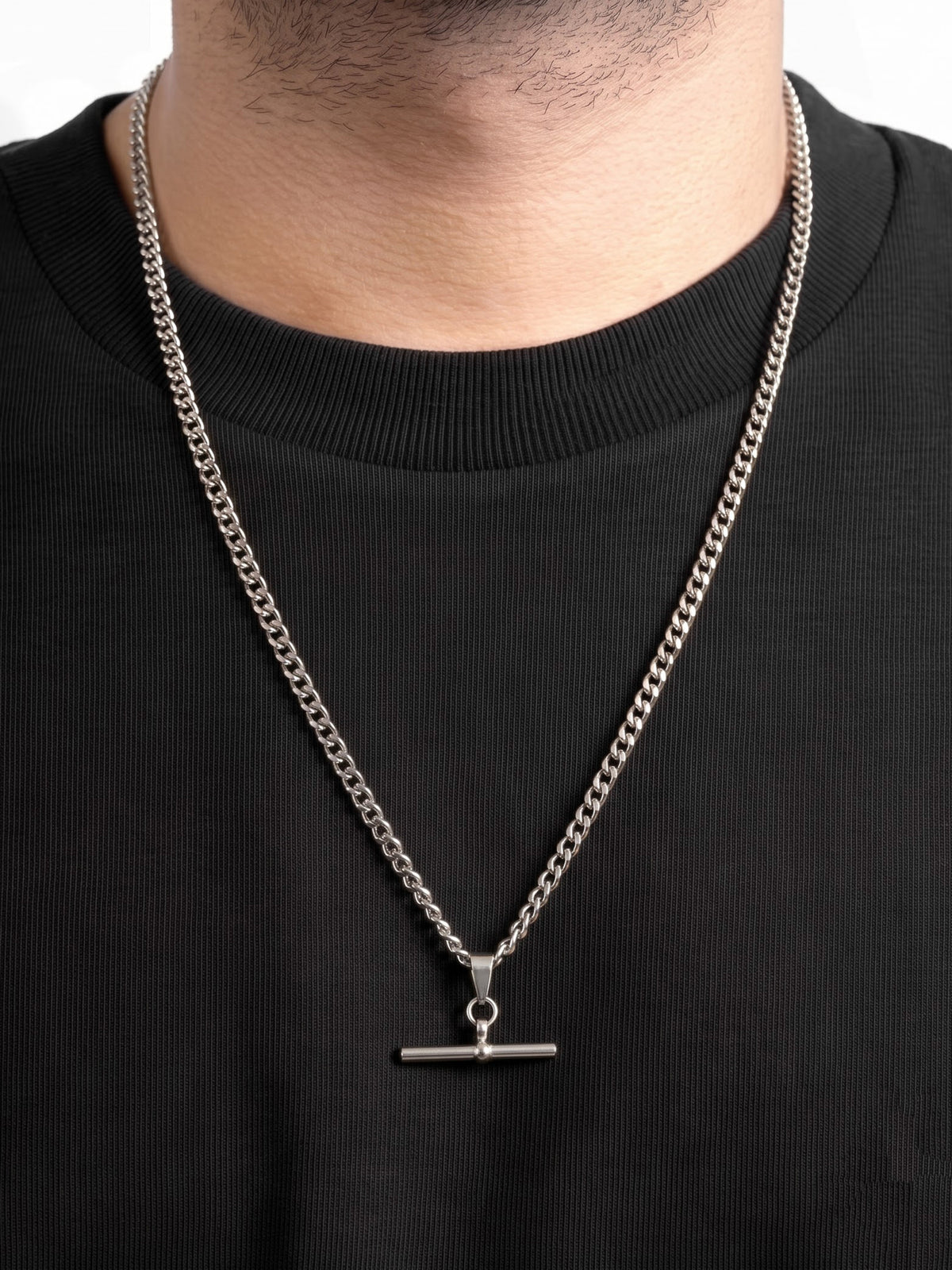 Preston Bar Silver Cuban Chain Men's Chain Pendant
