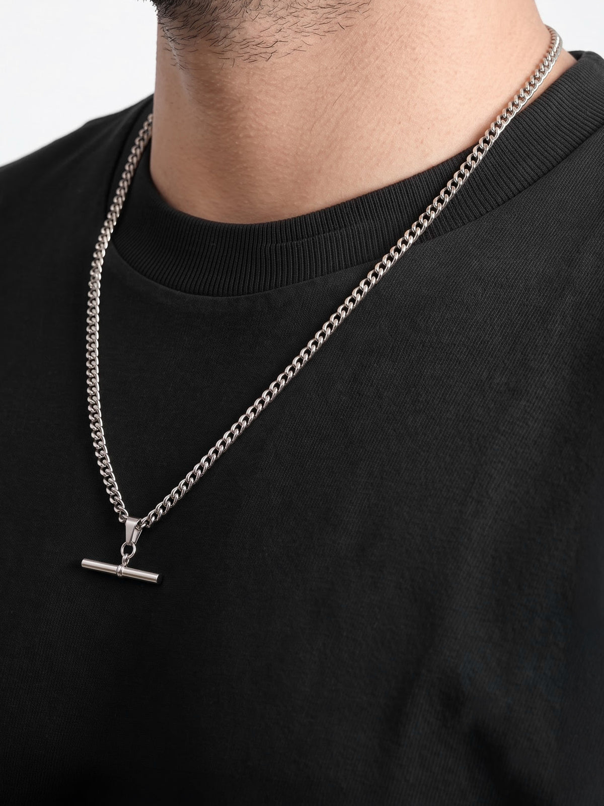 Preston Bar Silver Cuban Chain Men's Chain Pendant