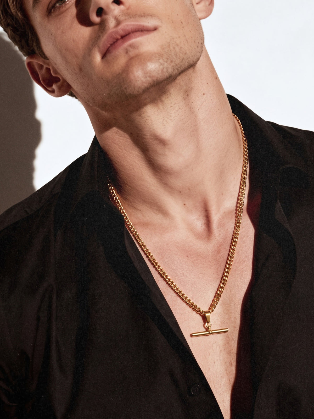 Preston Bar 18K Gold Plated Cuban Chain Men's Chain Pendant